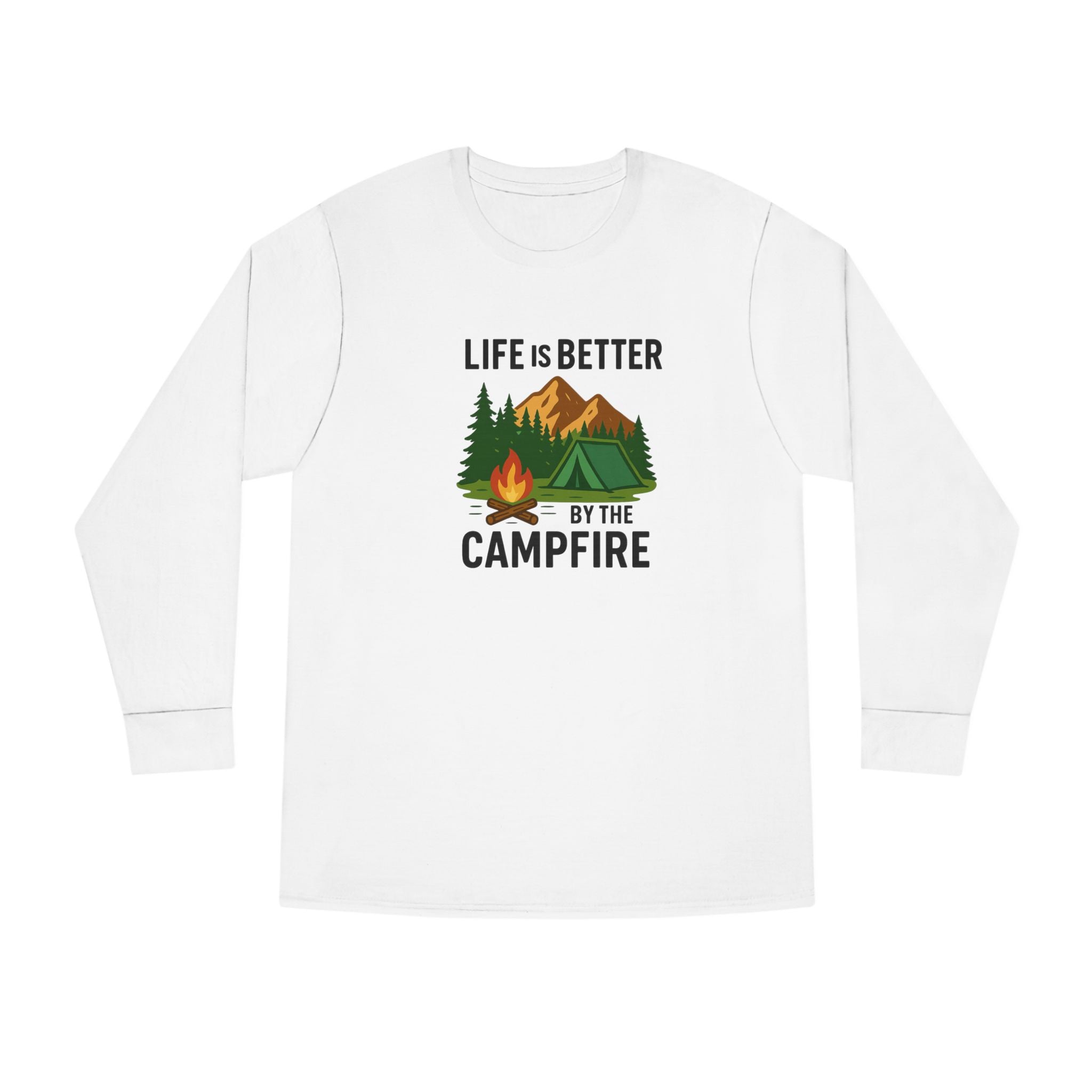 Life Is Better By The Campfire Long Sleeve Tee | Camping Graphic Nature Shirt | 5 colors - 100% cotton