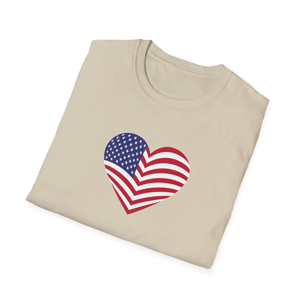 American Flag Heart TShirt | Patriotic USA Love Tee | Red White Blue Graphic Tee | Summer USA Shirt | 4 colors - 100% cotton
