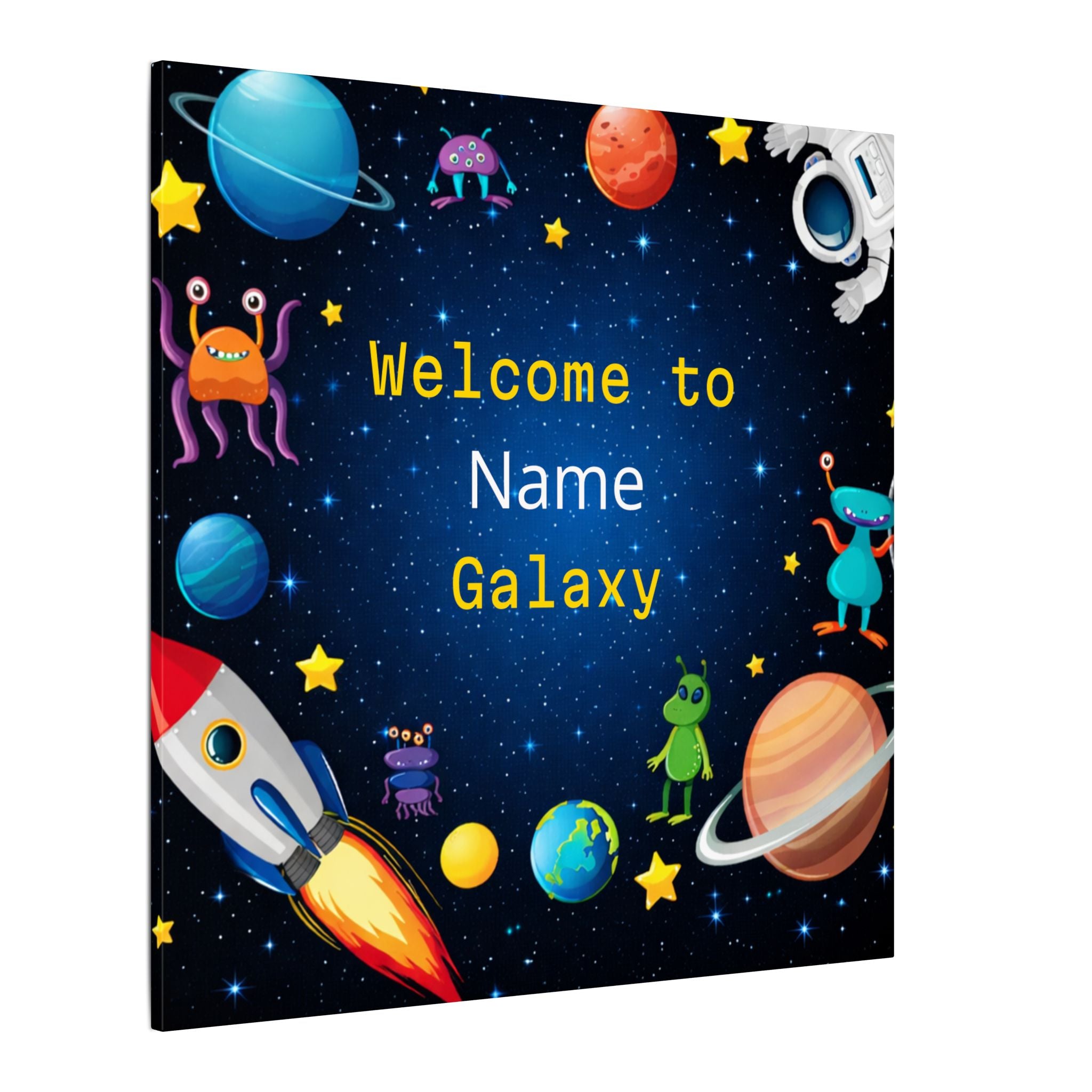 Personalized Space Canvas for Boys Room | Custom Name Galaxy Wall Art | Kids Outer Space Decor |  Boy Bedroom Gift | 2 sizes
