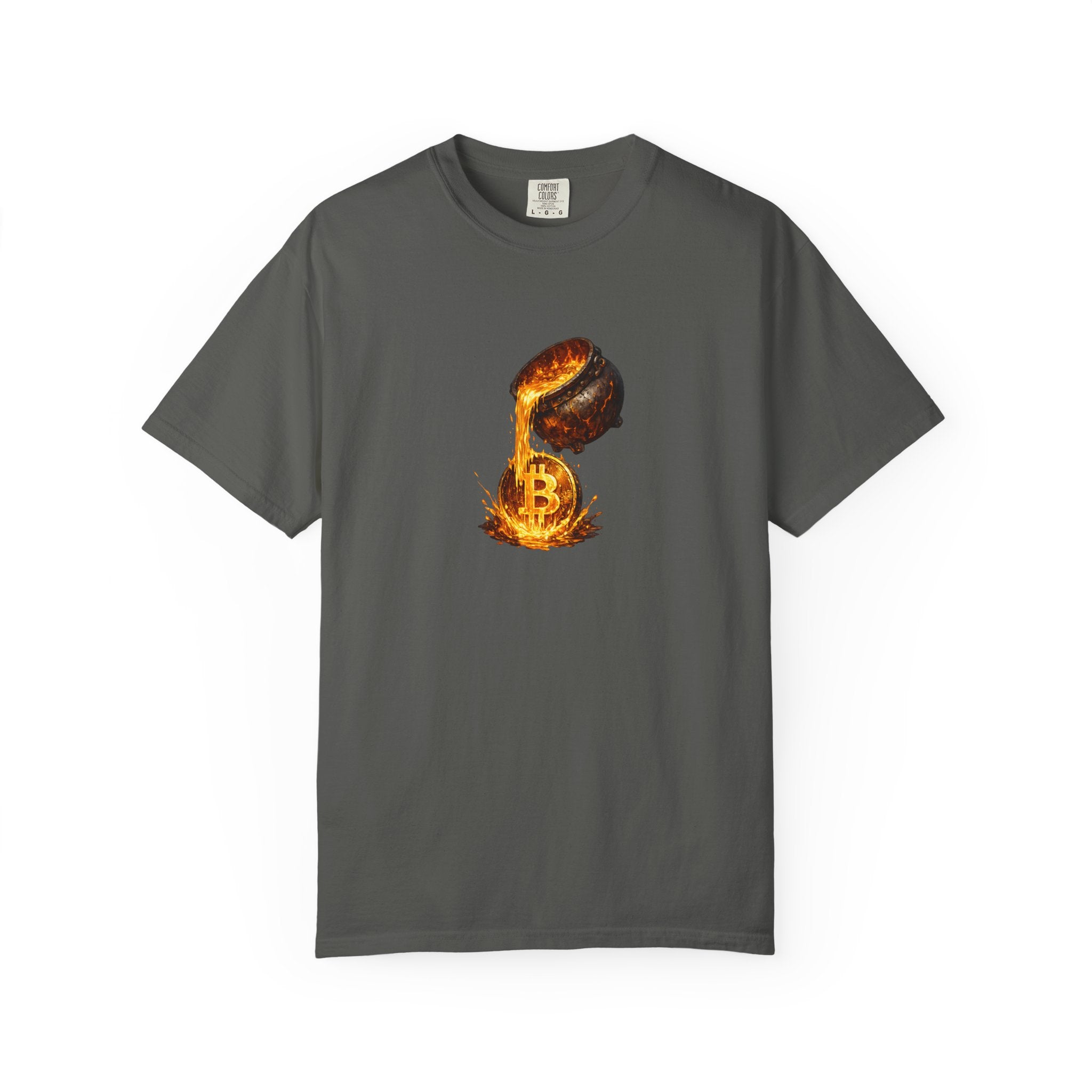 Molten Bitcoin Pour Tshirt | Crypto Lava Gold Graphic Tee | Bitcoin Investor Shirt | 7 colors - 100% cotton