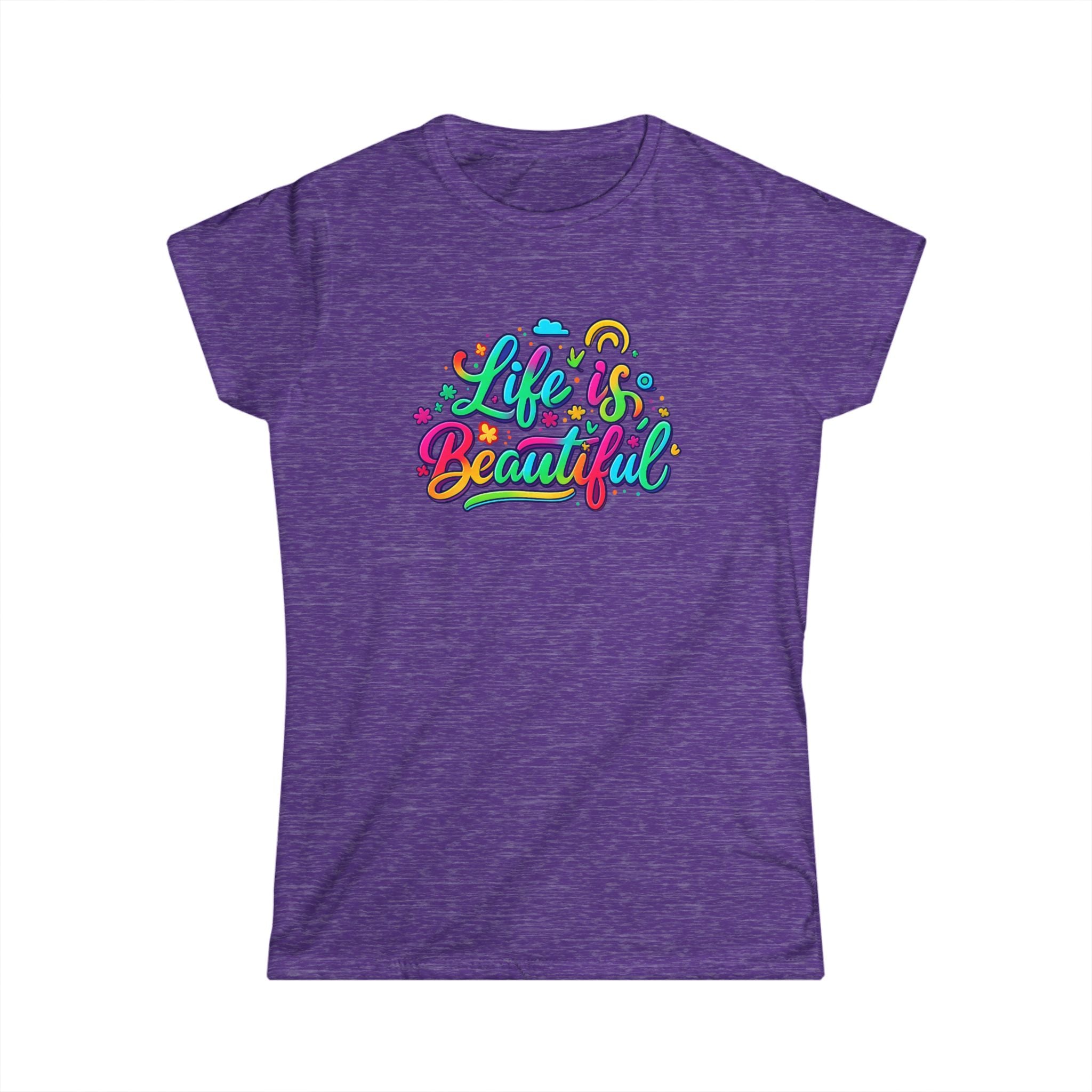 Life Is Beautiful Women's Tee | Colorful Positive Vibes Shirt for Her | 5 colors - 100% cotton