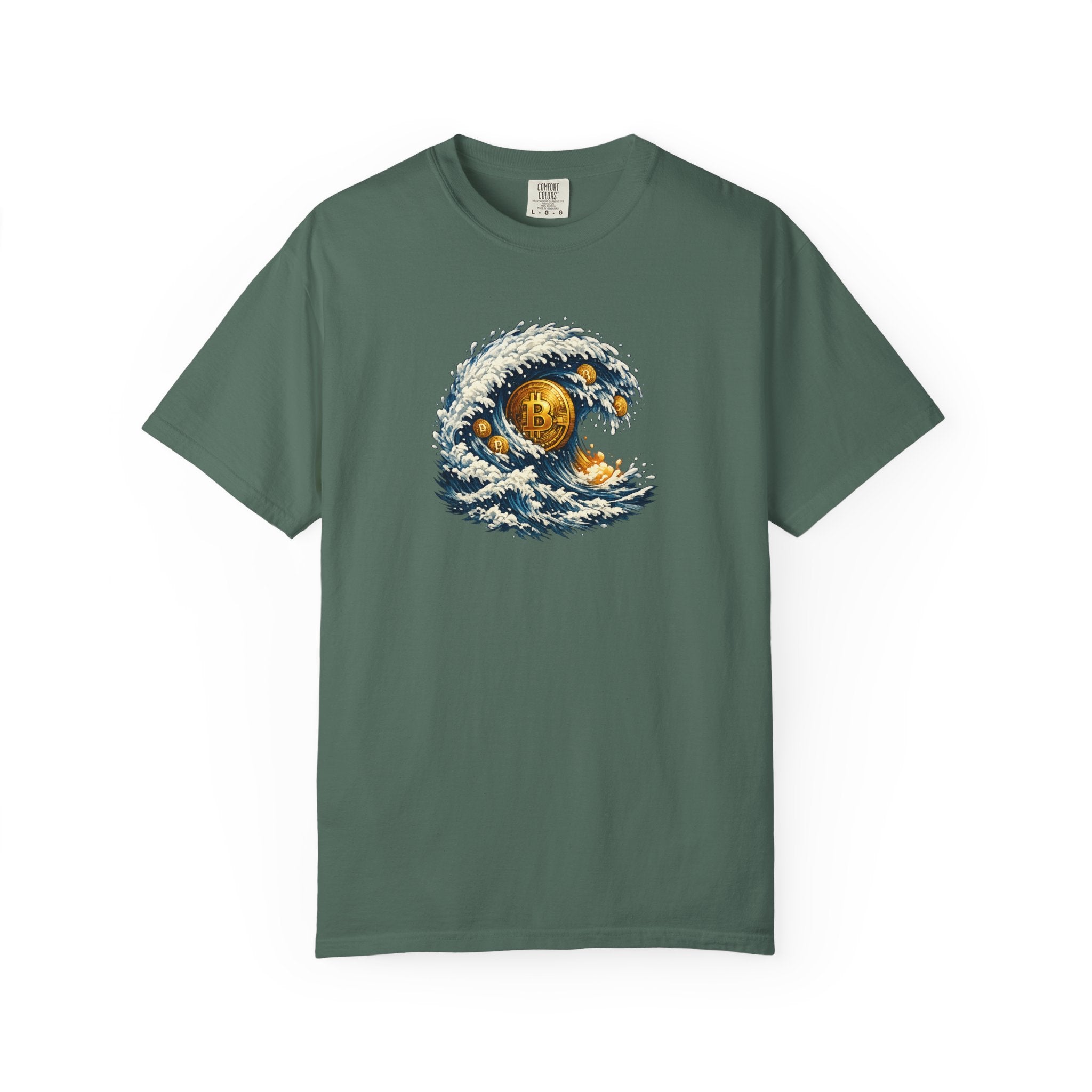 Bitcoin Tidal Wave T-Shirt | Futuristic Crypto Graphic Tee | Bitcoin Art Shirt | Crypto Gift | 12 colors - 100% cotton