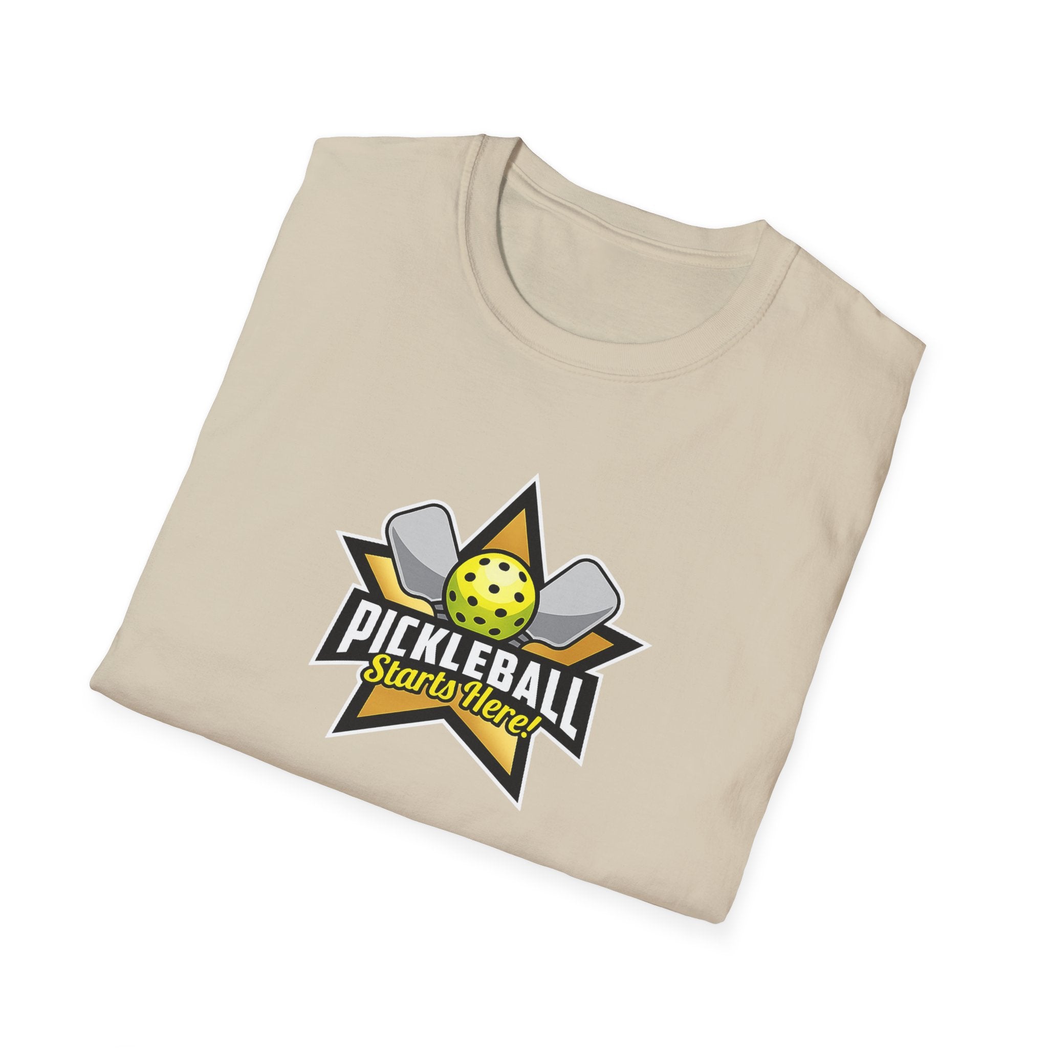 Pickleball Starts Here TShirt | Funny Pickleball Tee for Men | Pickleball Player Gift | Pickleball Court Shirt | 7 colors - 100% cotton