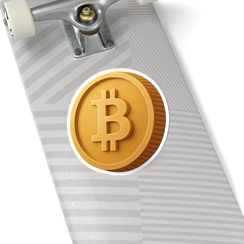 Bitcoin Sticker | Gold Coin Crypto Decal | Minimalist Bitcoin Symbol | Glossy Vinyl Laptop Sticker | 4 sizes available