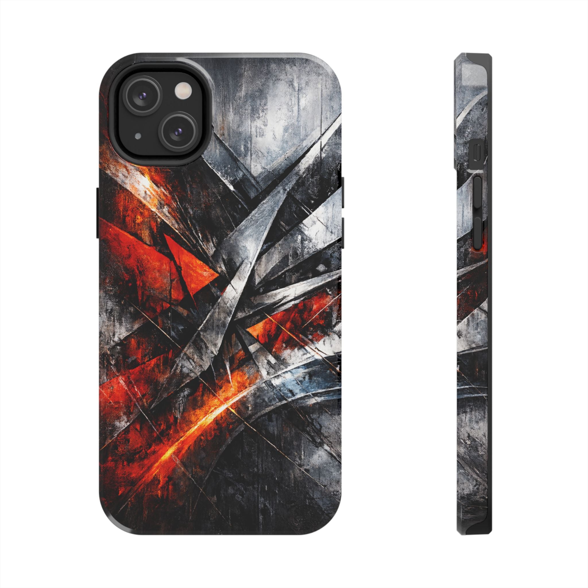 Abstract Red Black Tough Phone Case | Geometric Armor Style Case | Impact Resistant Case | iPhone & Samsung