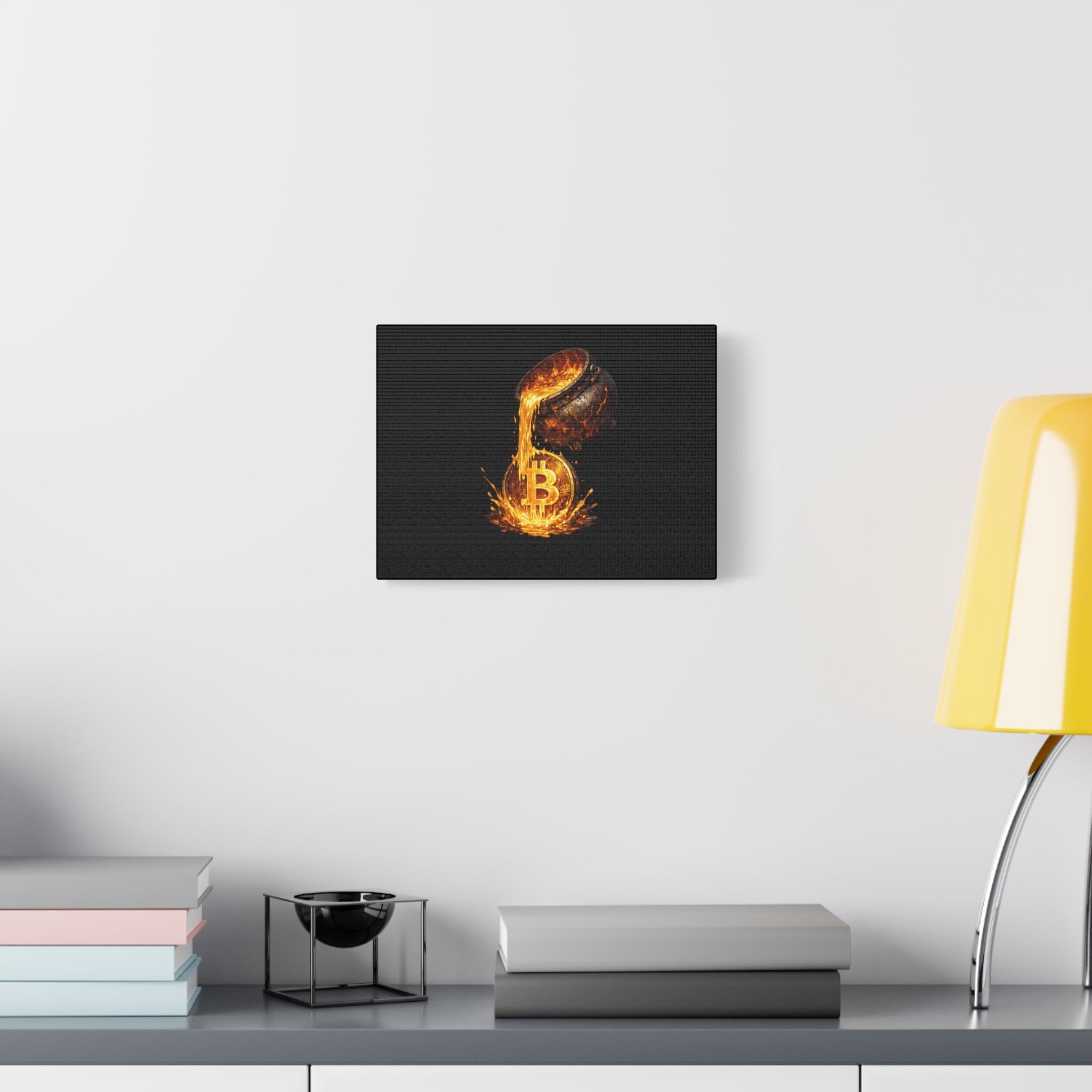 Molten Bitcoin Pour Canvas | Bitcoin Wall Art | 12 x 9