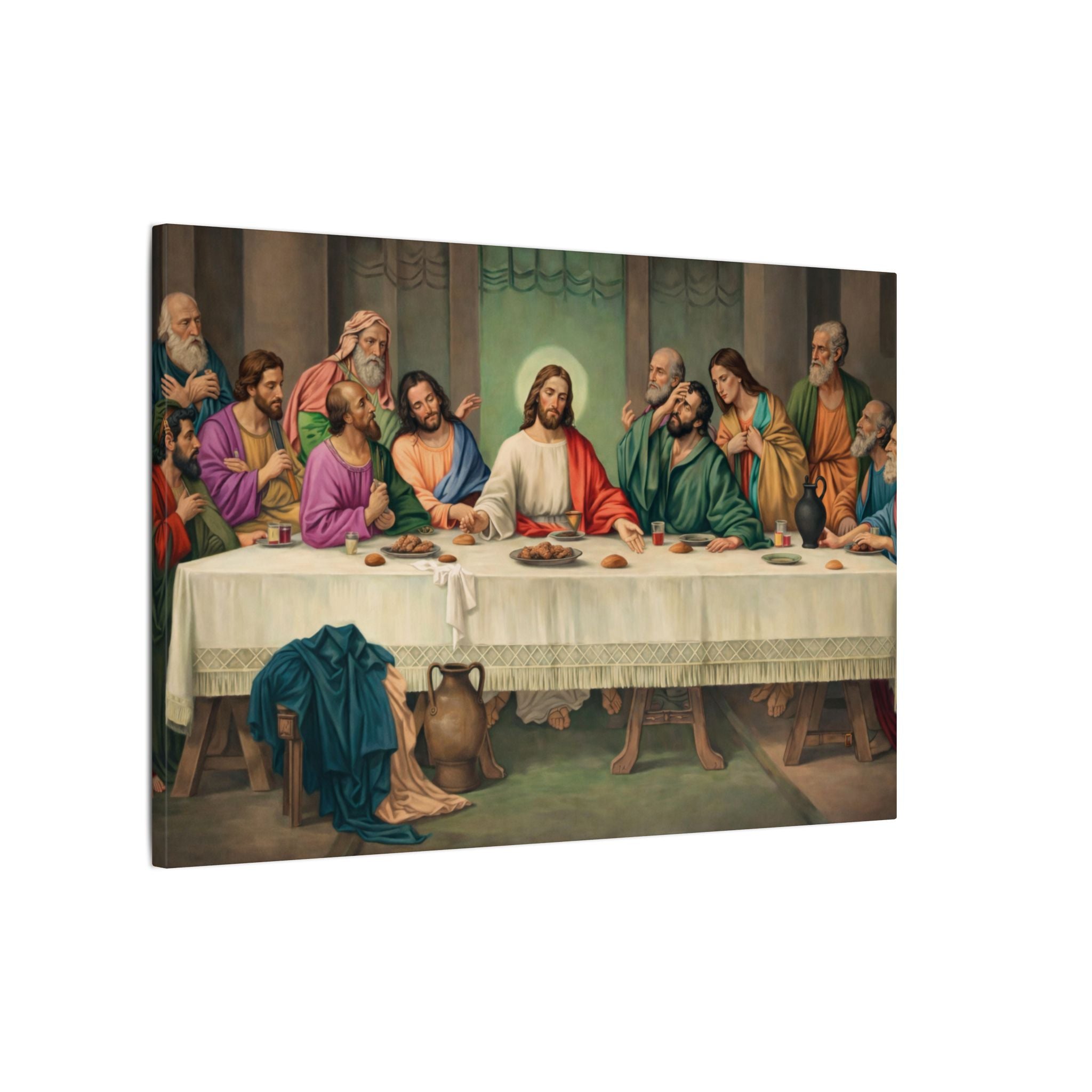 Last Supper Canvas Wall Art | Christian Wall Decor | Jesus & Apostles Religious Painting | Biblical Artwork | Church Home Decor  | 24" x 16"