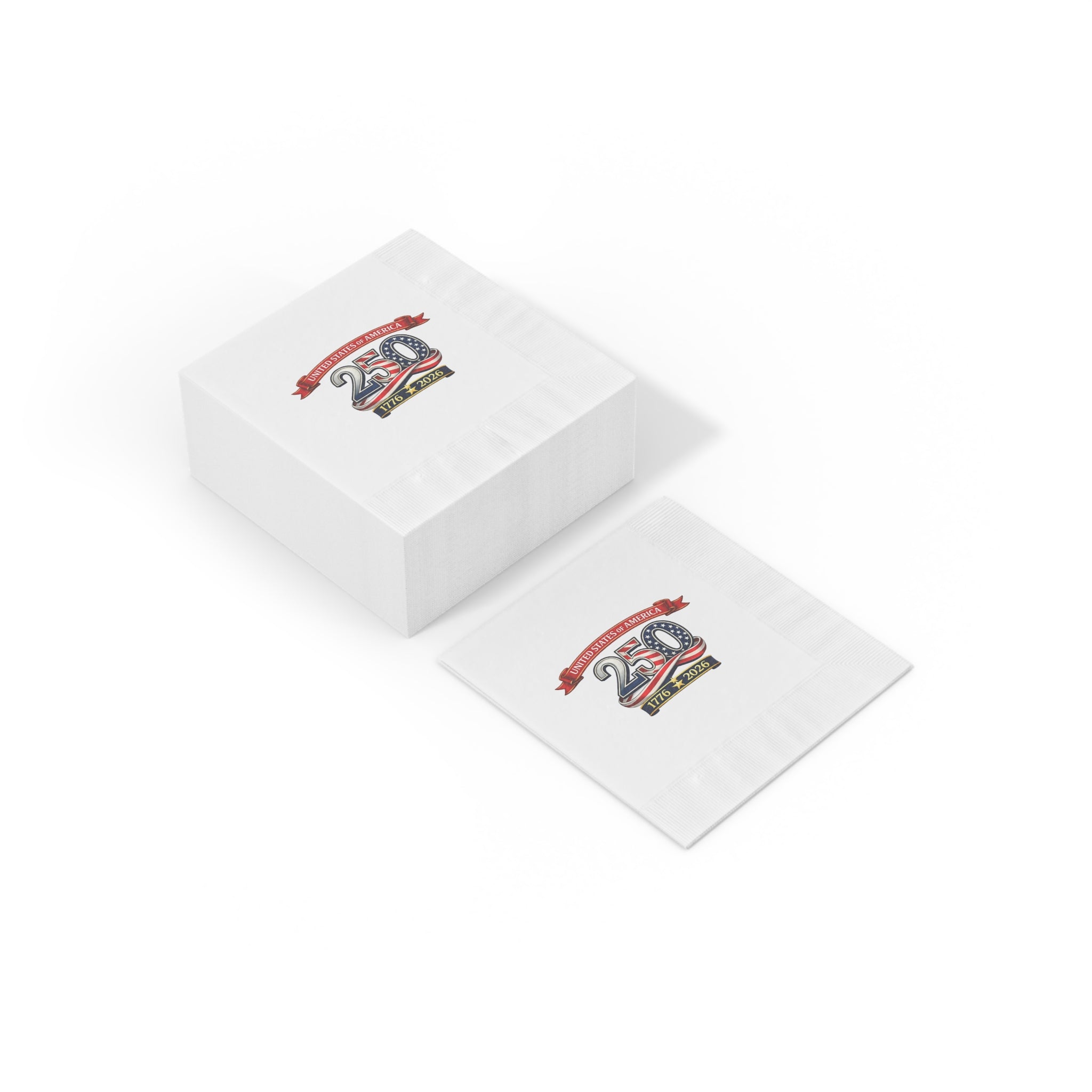 USA 250th Anniversary Napkins | 1776-2026 Patriotic Party Decor | American 250 Celebration Disposable Napkins | (50 or 100 Count) 2 sizes