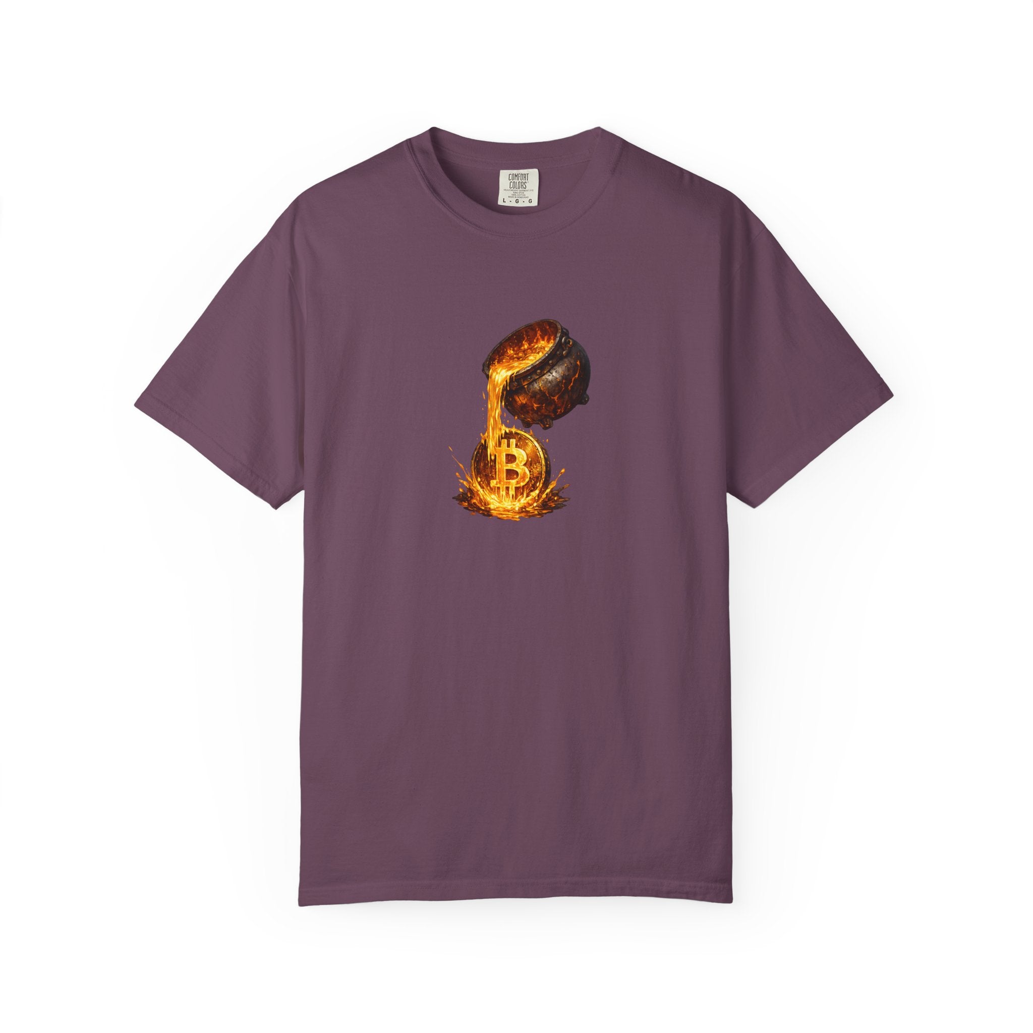 Molten Bitcoin Pour Tshirt | Crypto Lava Gold Graphic Tee | Bitcoin Investor Shirt | 7 colors - 100% cotton
