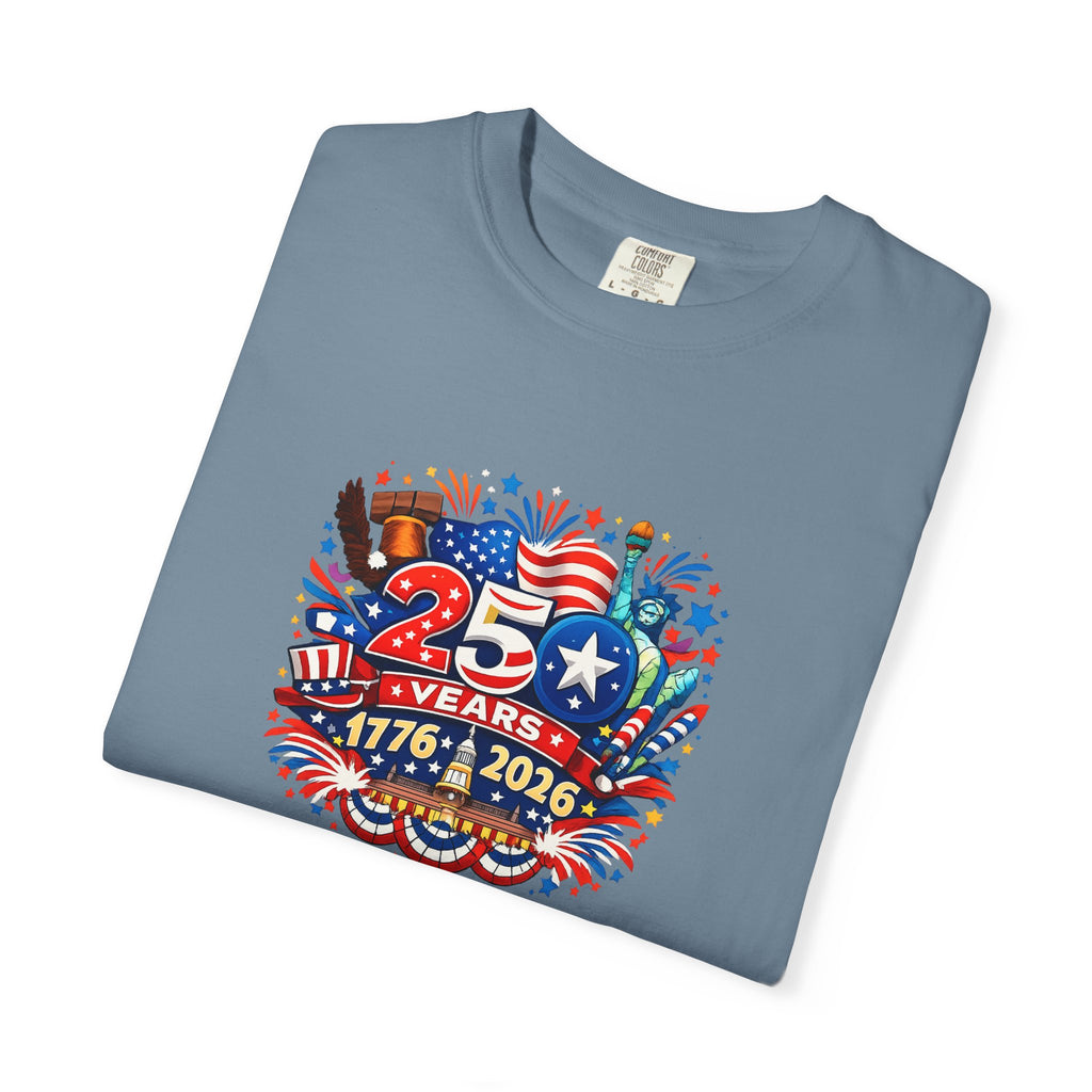 America 250 Years Shirt | 1776-2026 Tee | USA Independence Anniversary Shirt | Fourth of July Shirt | 6 colors - 100% cotton
