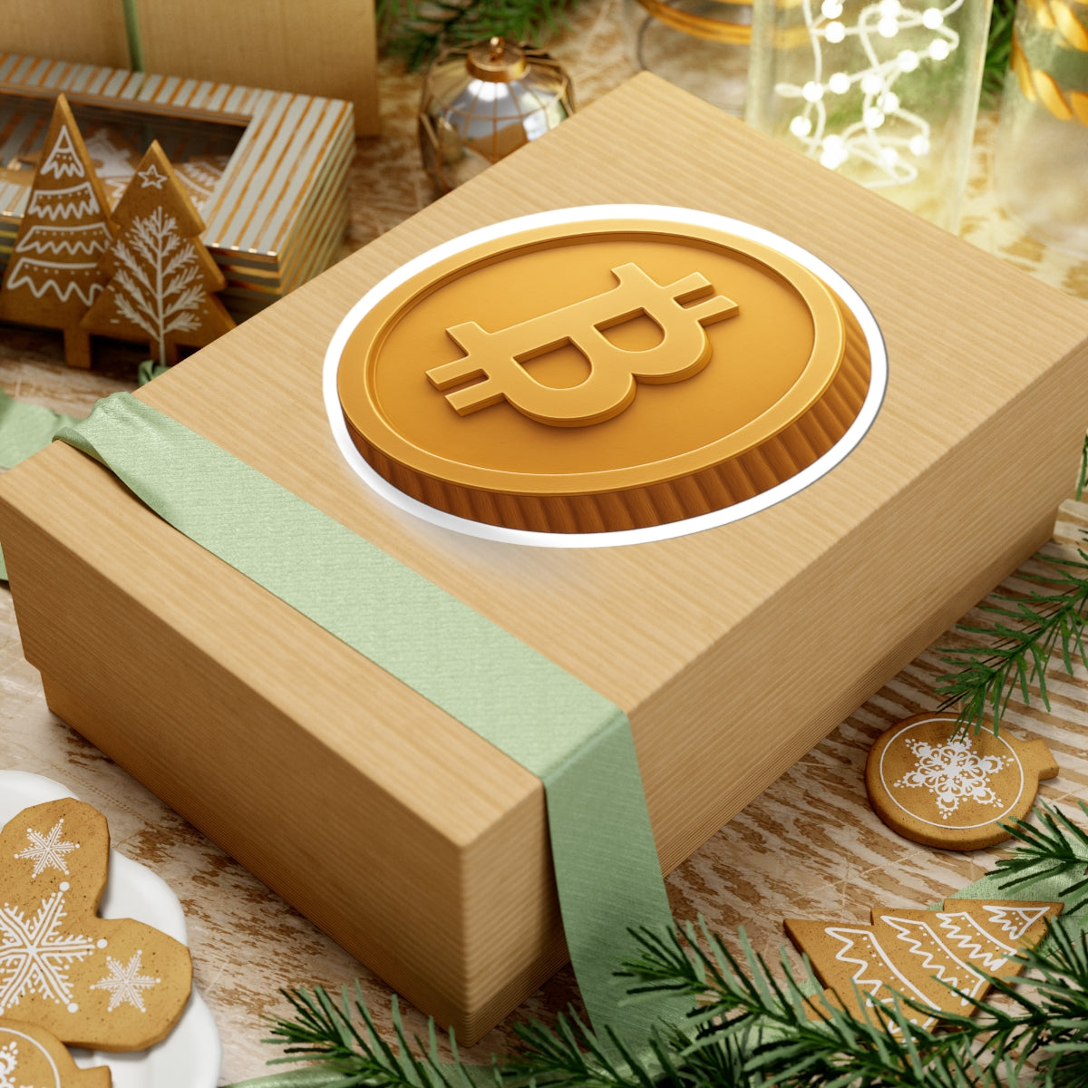 Bitcoin Sticker | Gold Coin Crypto Decal | Minimalist Bitcoin Symbol | Glossy Vinyl Laptop Sticker | 4 sizes available