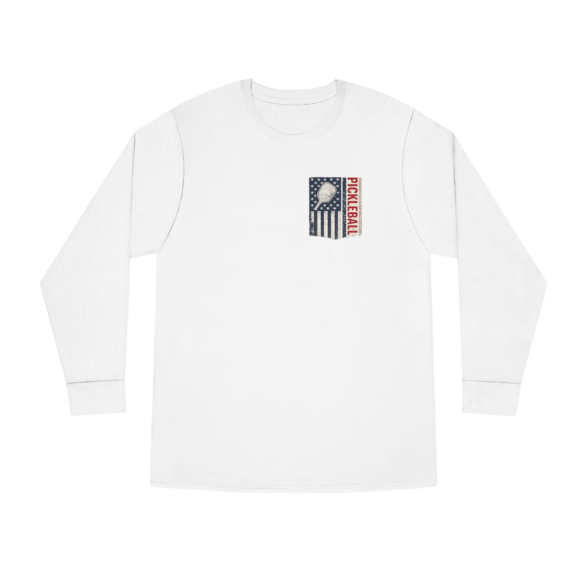 Women's Pickleball Flag Long Sleeve Shirt | Vintage Patriotic USA Pickleball TShirt Tee | Court Player Gift | 7 colors - 100% cotton