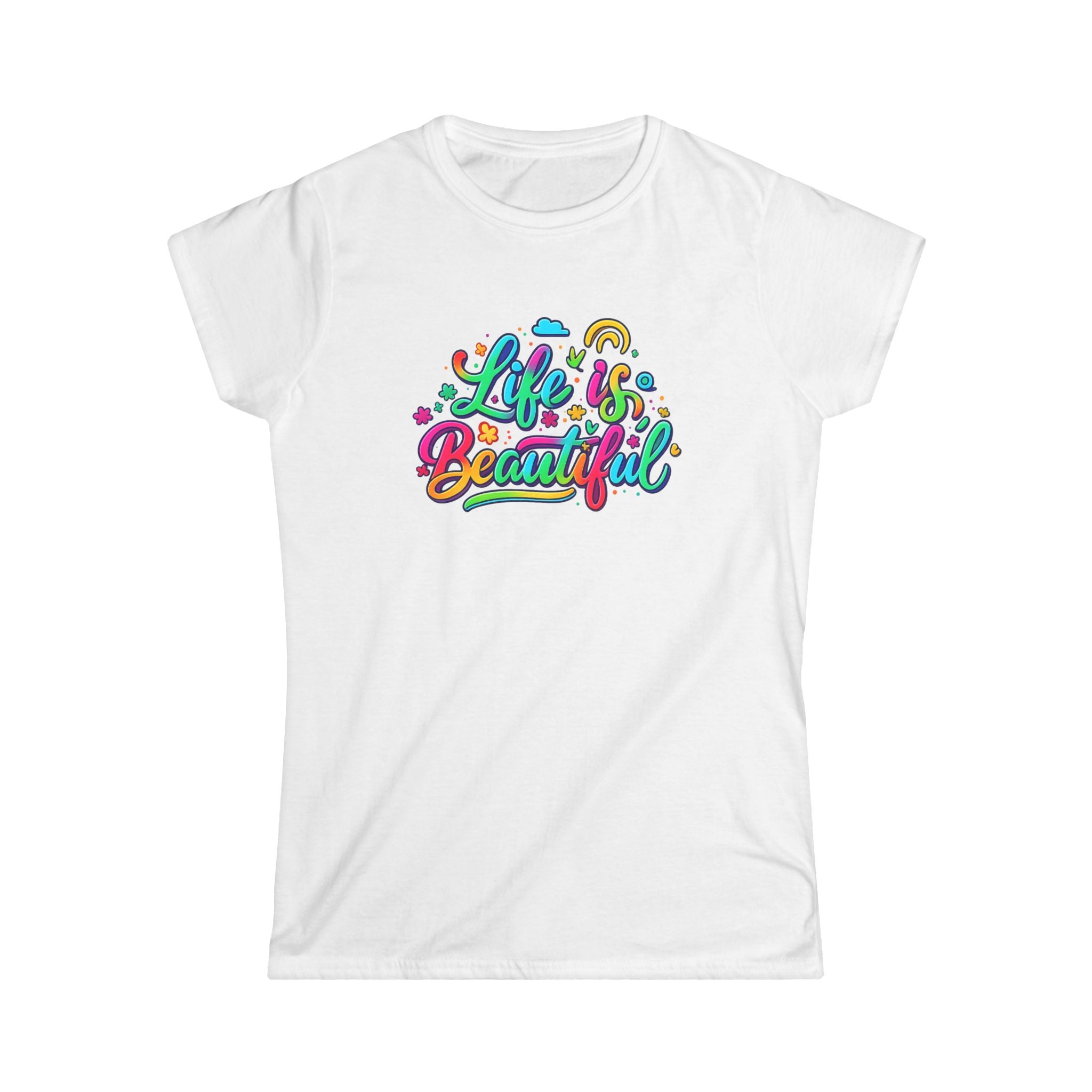 Life Is Beautiful Women's Tee | Colorful Positive Vibes Shirt for Her | 5 colors - 100% cotton