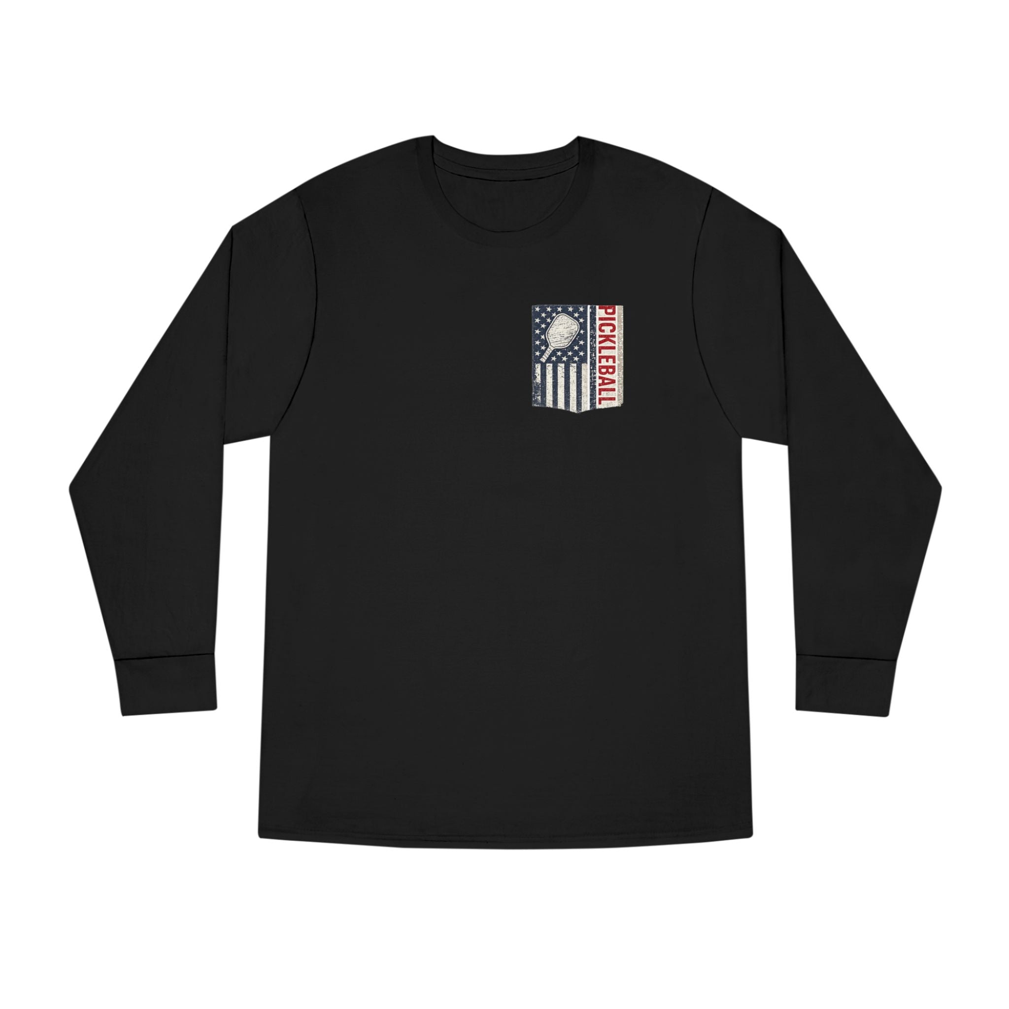 Women's Pickleball Flag Long Sleeve Shirt | Vintage Patriotic USA Pickleball TShirt Tee | Court Player Gift | 7 colors - 100% cotton