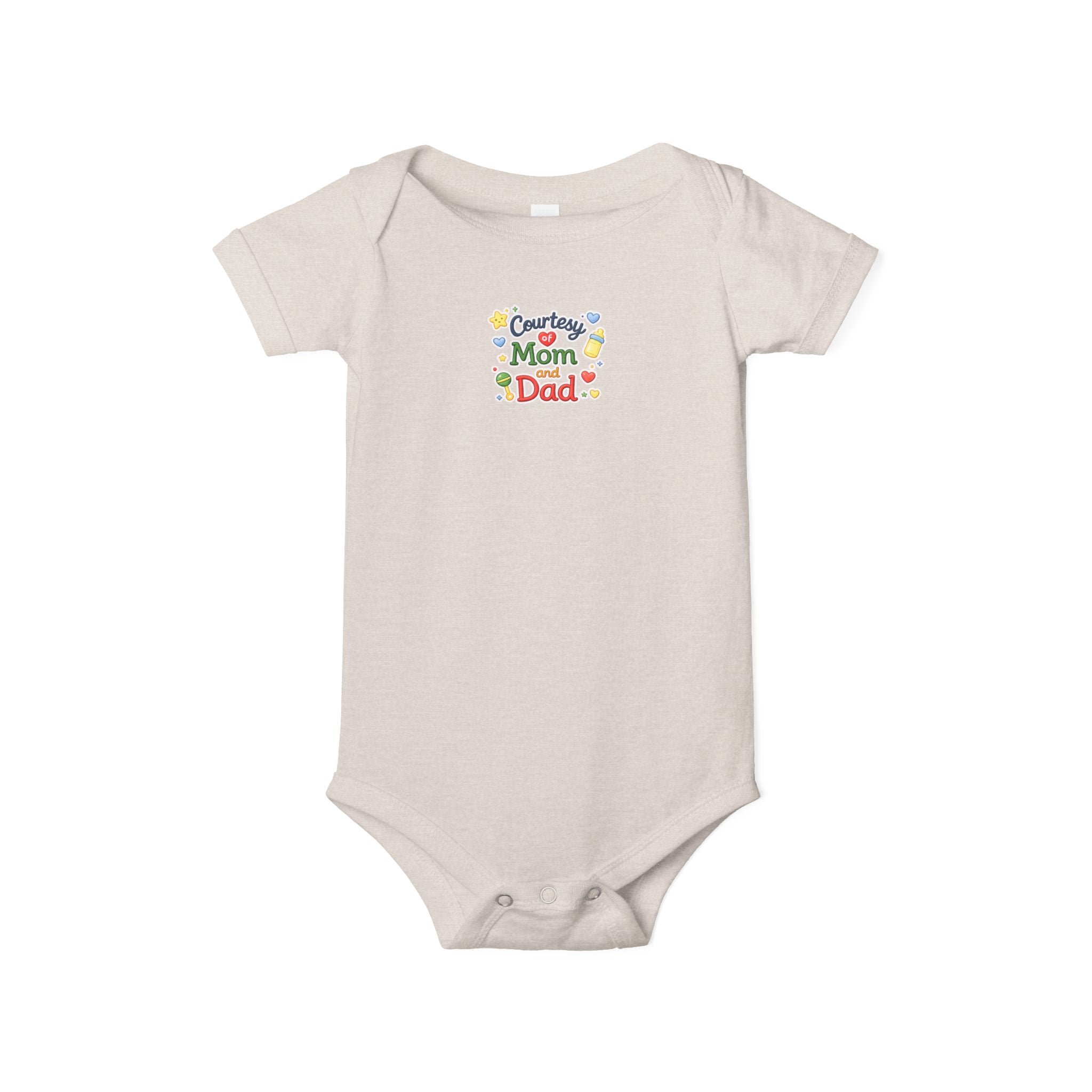 Courtesy of Mom and Dad Baby Onesie | Cute Baby Shower Gift | Infant Outfit for Boys or Girls | Baby Announcement Outfit | 7 colors