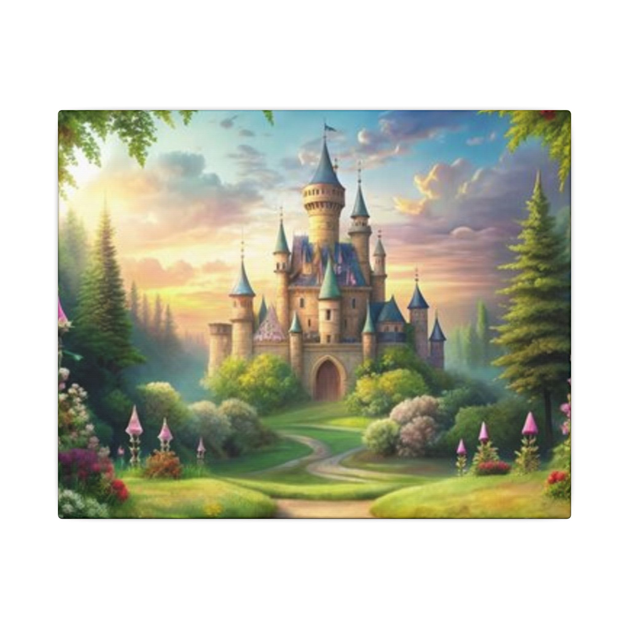 Fantasy Castle Wall Art for Girls Room | Princess Nursery Canvas | Fairytale Castle Wall Decor | Kids Bedroom Art | 2 Sizes Available