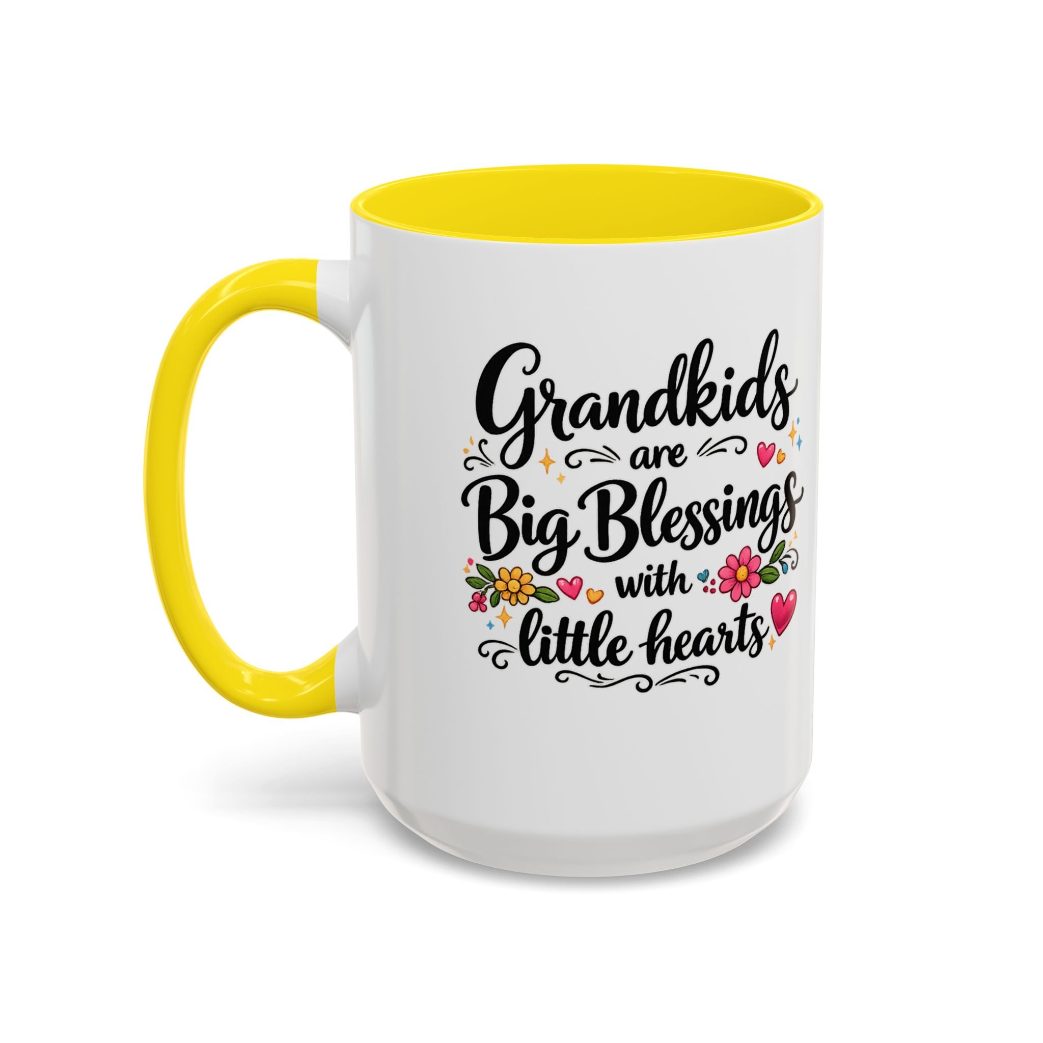 Grandkids Are Big Blessings Mug | Grandma Coffee Mug | Floral Grandma Gift | 6 Color Options | 11 oz or 15 oz