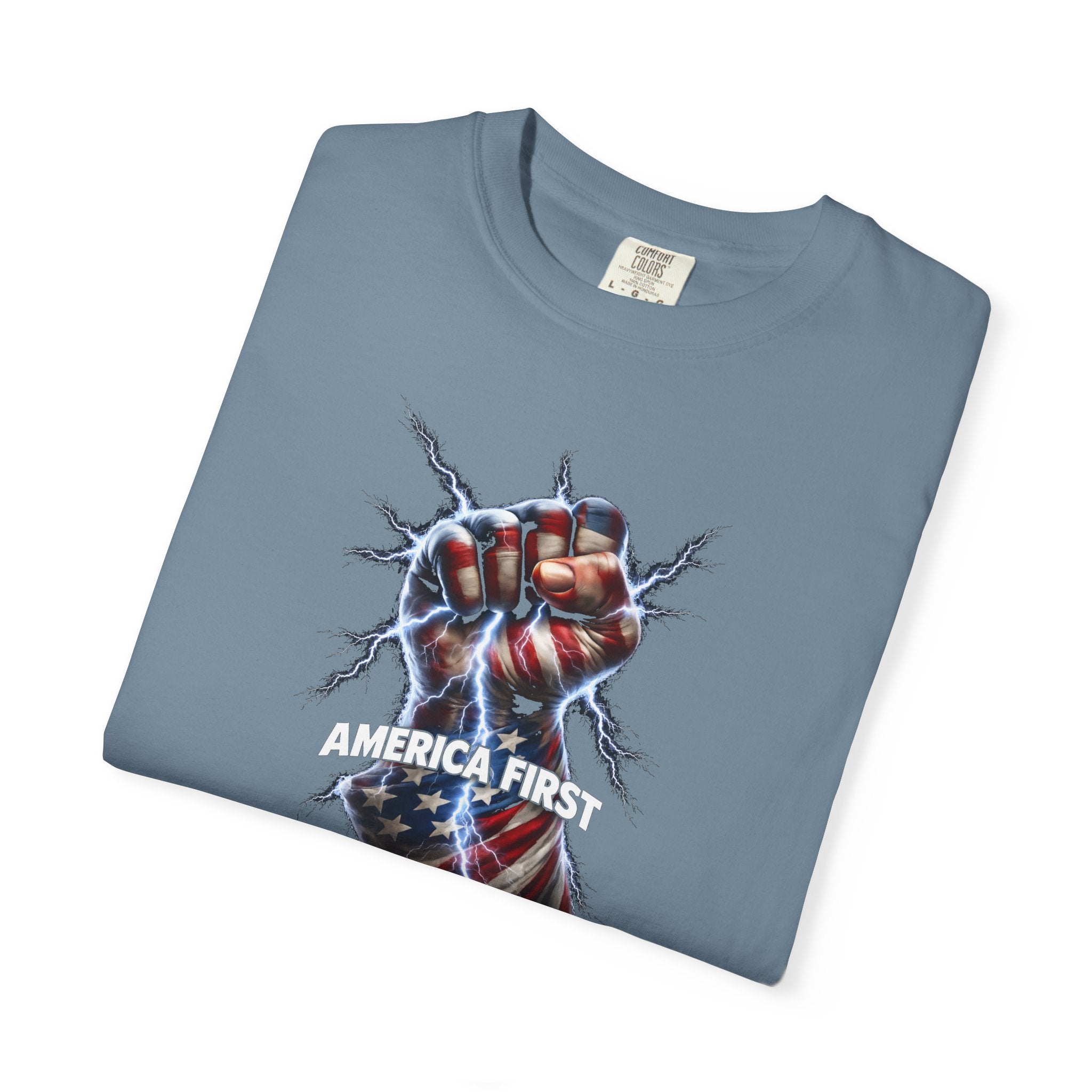 America First Patriotic T-Shirt | MAGA Supporter Graphic Tee | Pro America Political Apparel | 4 colors - 100% cotton