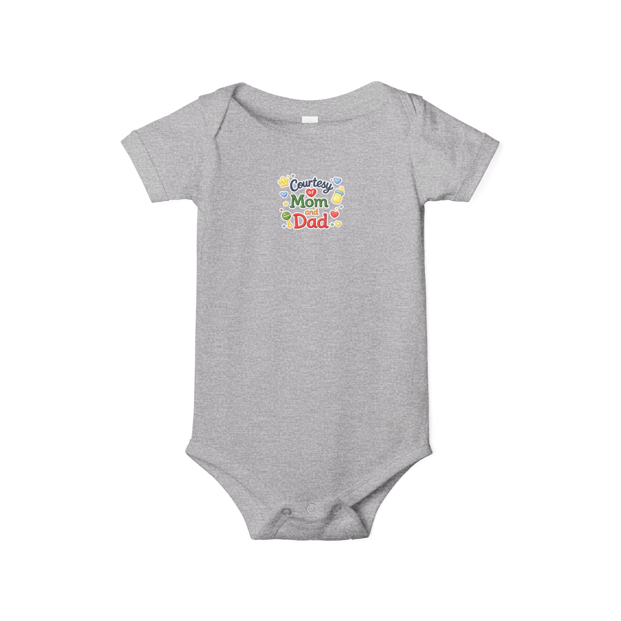 Courtesy of Mom and Dad Baby Onesie | Cute Baby Shower Gift | Infant Outfit for Boys or Girls | Baby Announcement Outfit | 7 colors
