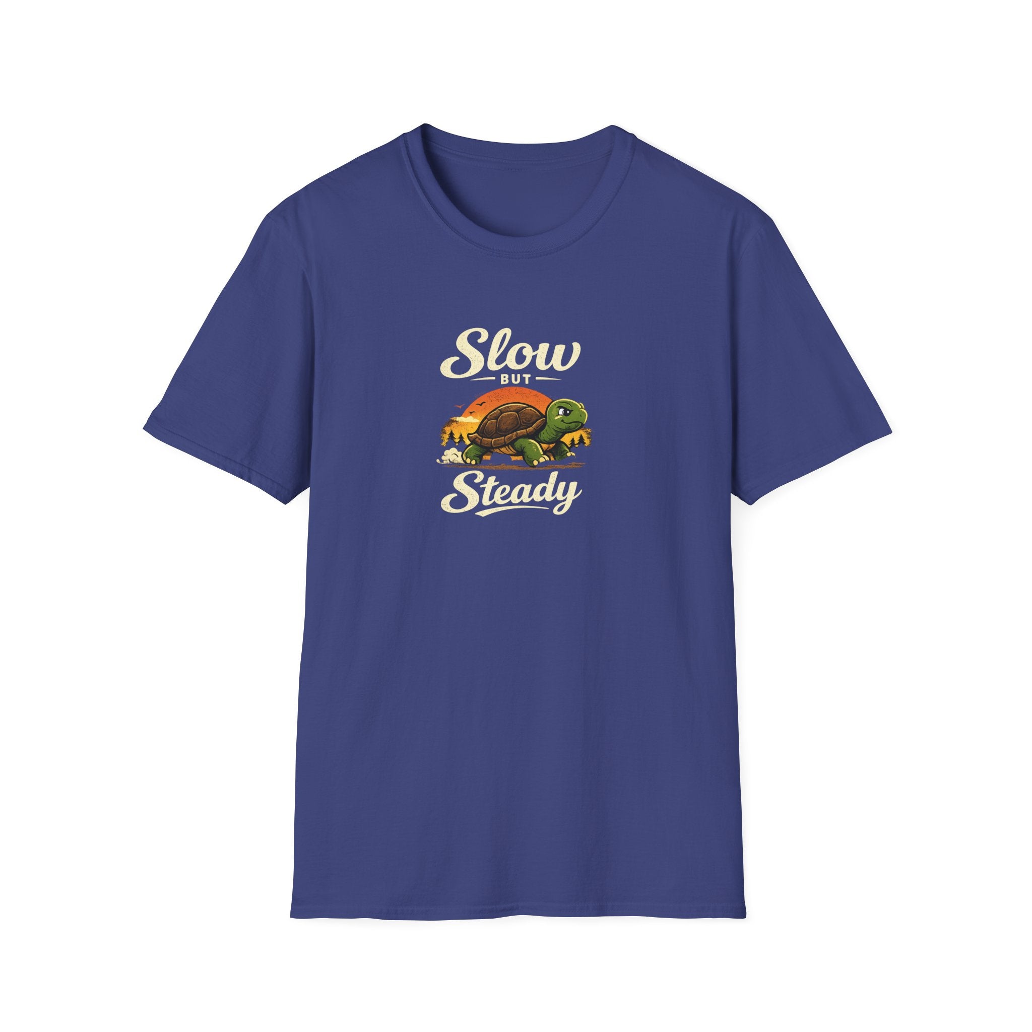 Slow But Steady Turtle T-Shirt | Motivational Vintage Animal Graphic Tee | Progress Over Speed Shirt | 8 colors - 100% cotton