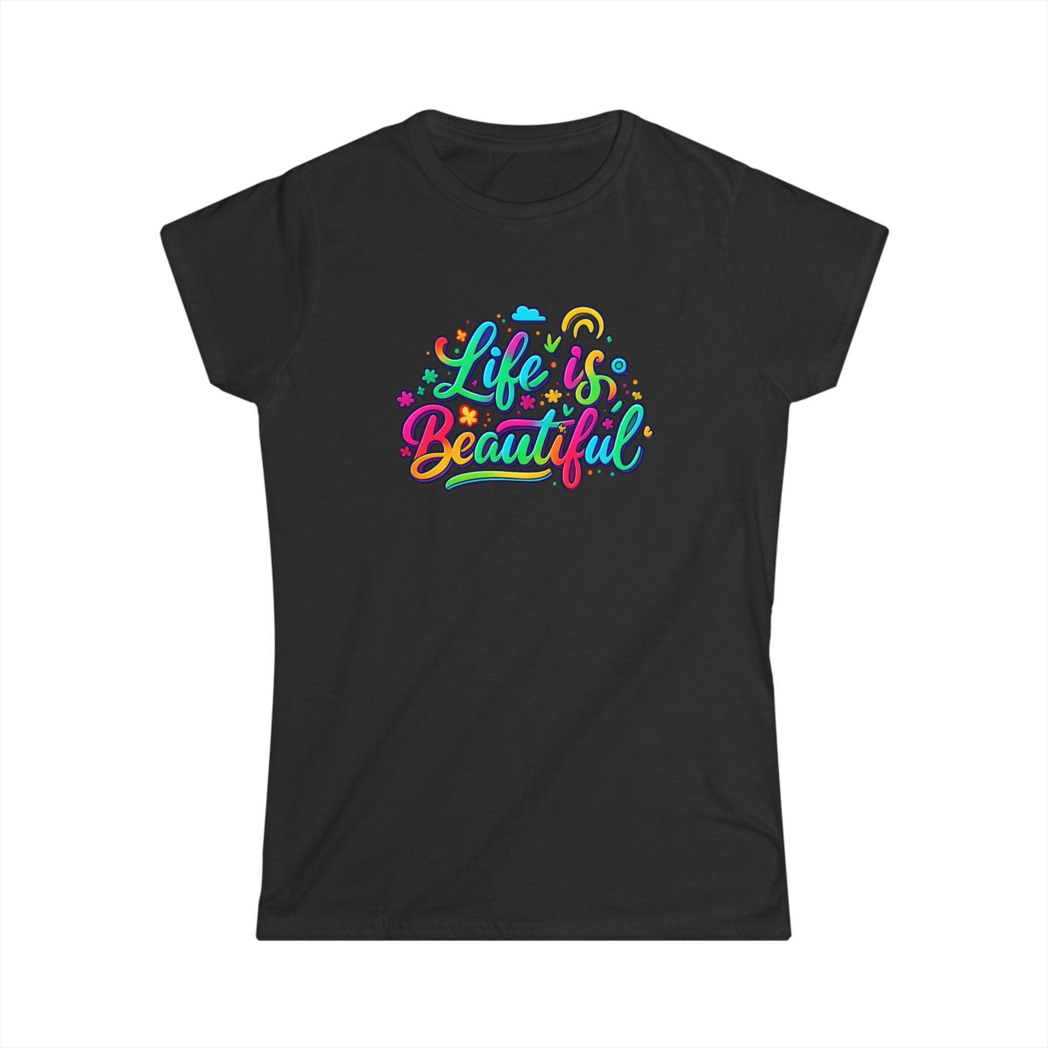 Life Is Beautiful Women's Tee | Colorful Positive Vibes Shirt for Her | 5 colors - 100% cotton