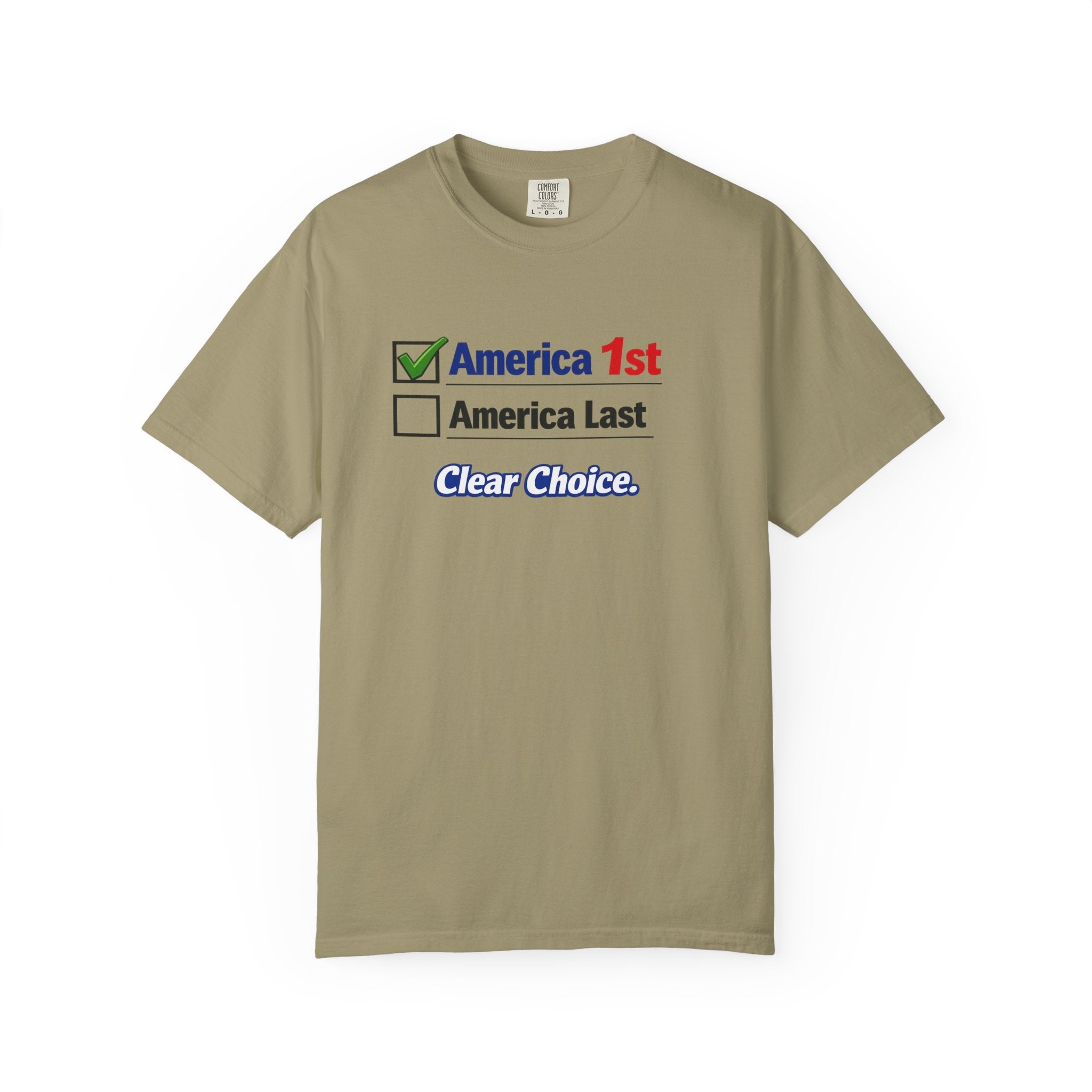Clear Choice Patriotic Shirt | America 1st Checked Tee | Bold Freedom T-Shirt | Patriotic Gift | USA Pride Apparel | 5 colors - 100% cotton