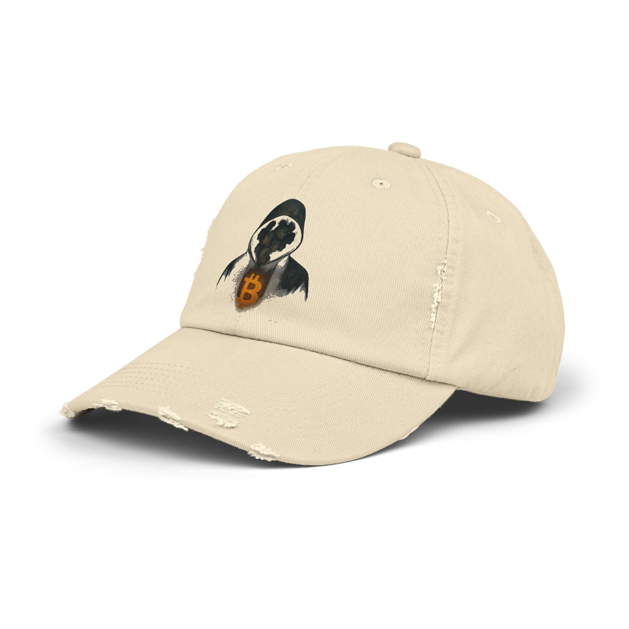 We Are All Satoshi Hat. Distressed Beige Unisex Cap for True Bitcoin Believers
