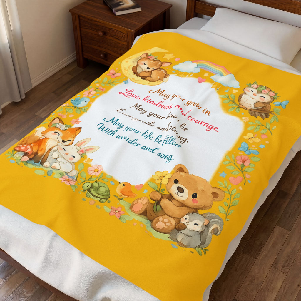 Baby Blanket | May You Grow in Love Kindness & Courage | Soft Nursery Throw | Baby Shower Gift | Newborn Keepsake | 50" x 60"