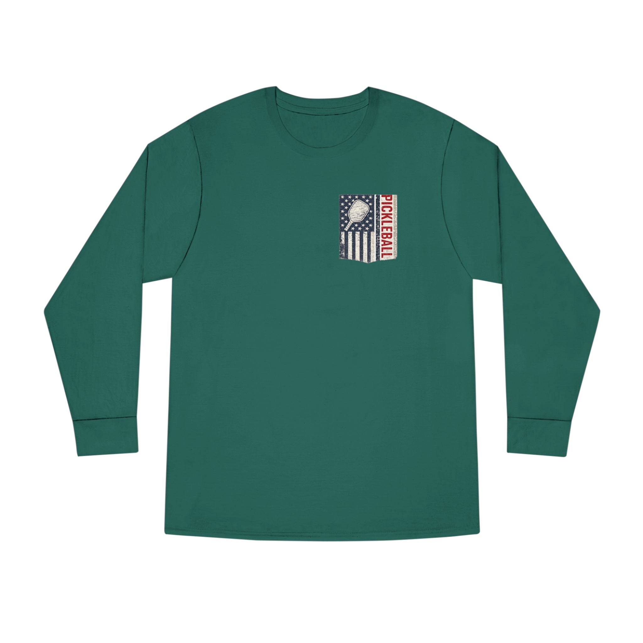Women's Pickleball Flag Long Sleeve Shirt | Vintage Patriotic USA Pickleball TShirt Tee | Court Player Gift | 7 colors - 100% cotton