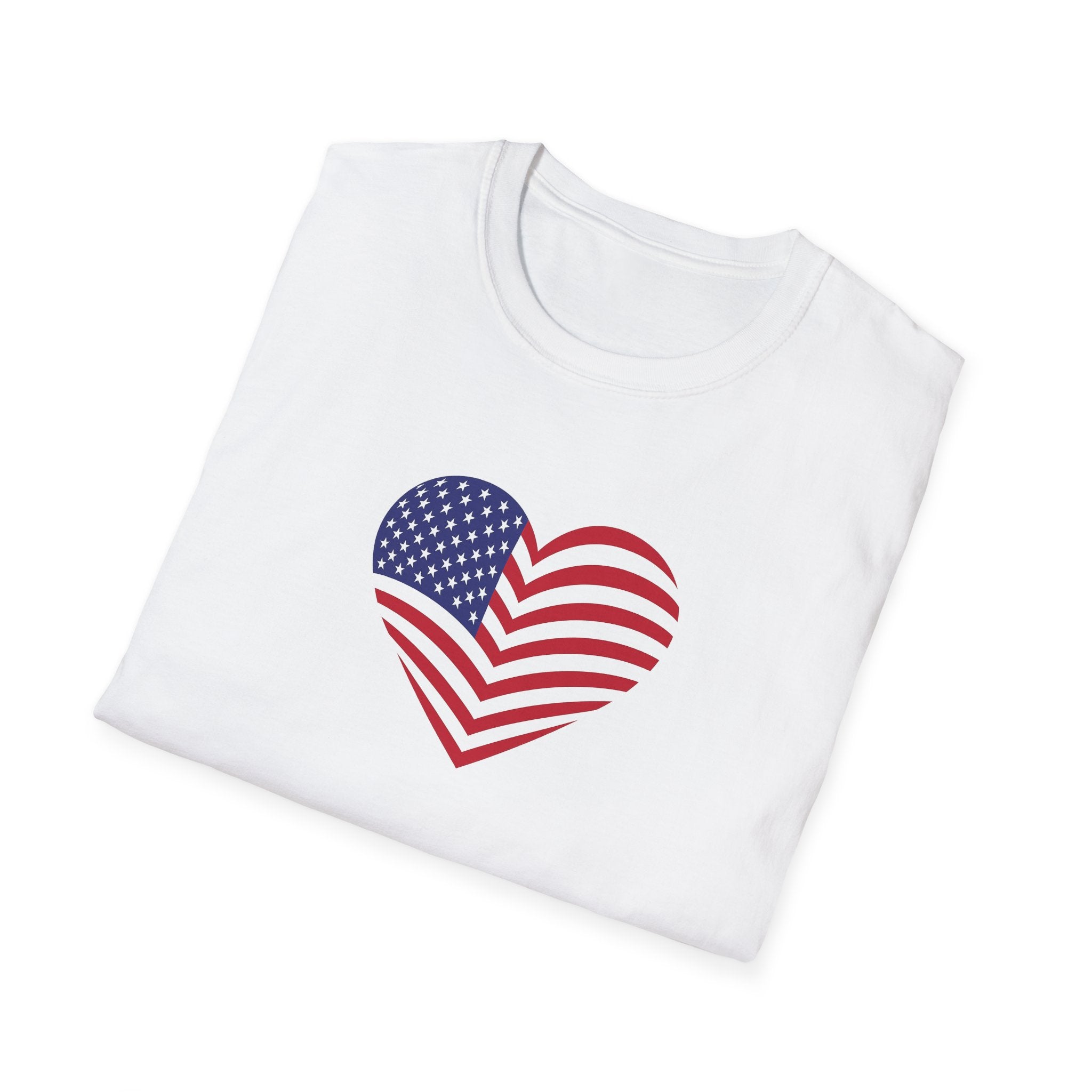American Flag Heart TShirt | Patriotic USA Love Tee | Red White Blue Graphic Tee | Summer USA Shirt | 4 colors - 100% cotton
