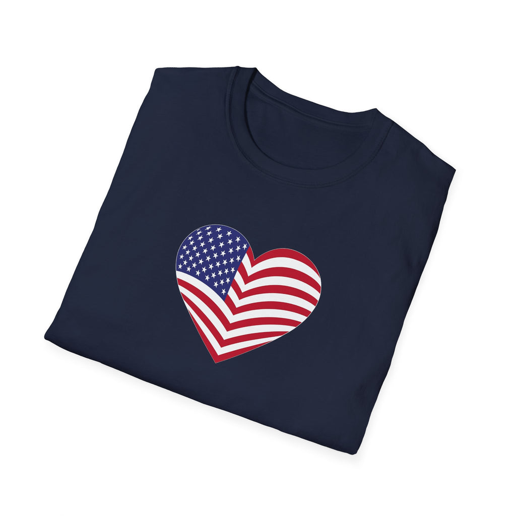 American Flag Heart TShirt | Patriotic USA Love Tee | Red White Blue Graphic Tee | Summer USA Shirt | 4 colors - 100% cotton