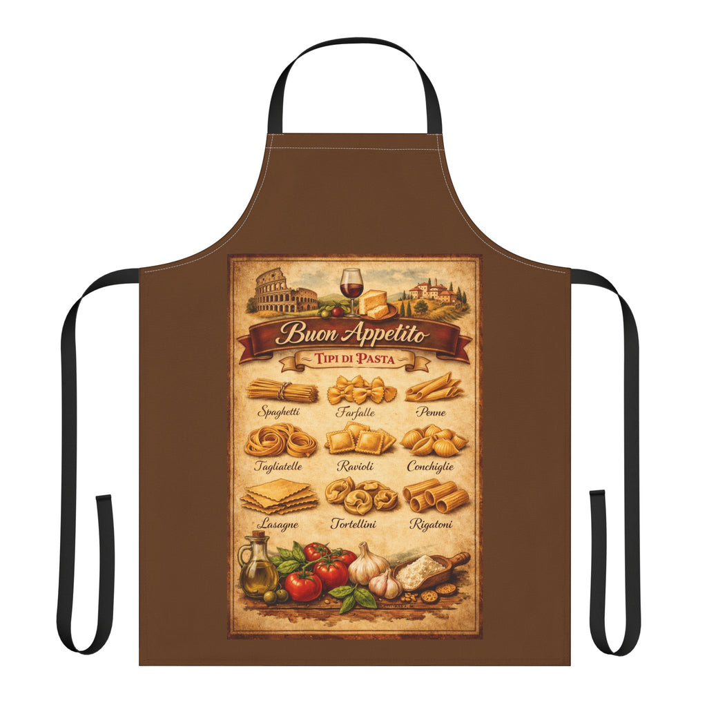 Italian Pasta Apron | Buon Appetito Kitchen Apron | Vintage Italian Chef Cooking Apron Gift | Pasta Chart Apron | Pizza Night Cooking Apron
