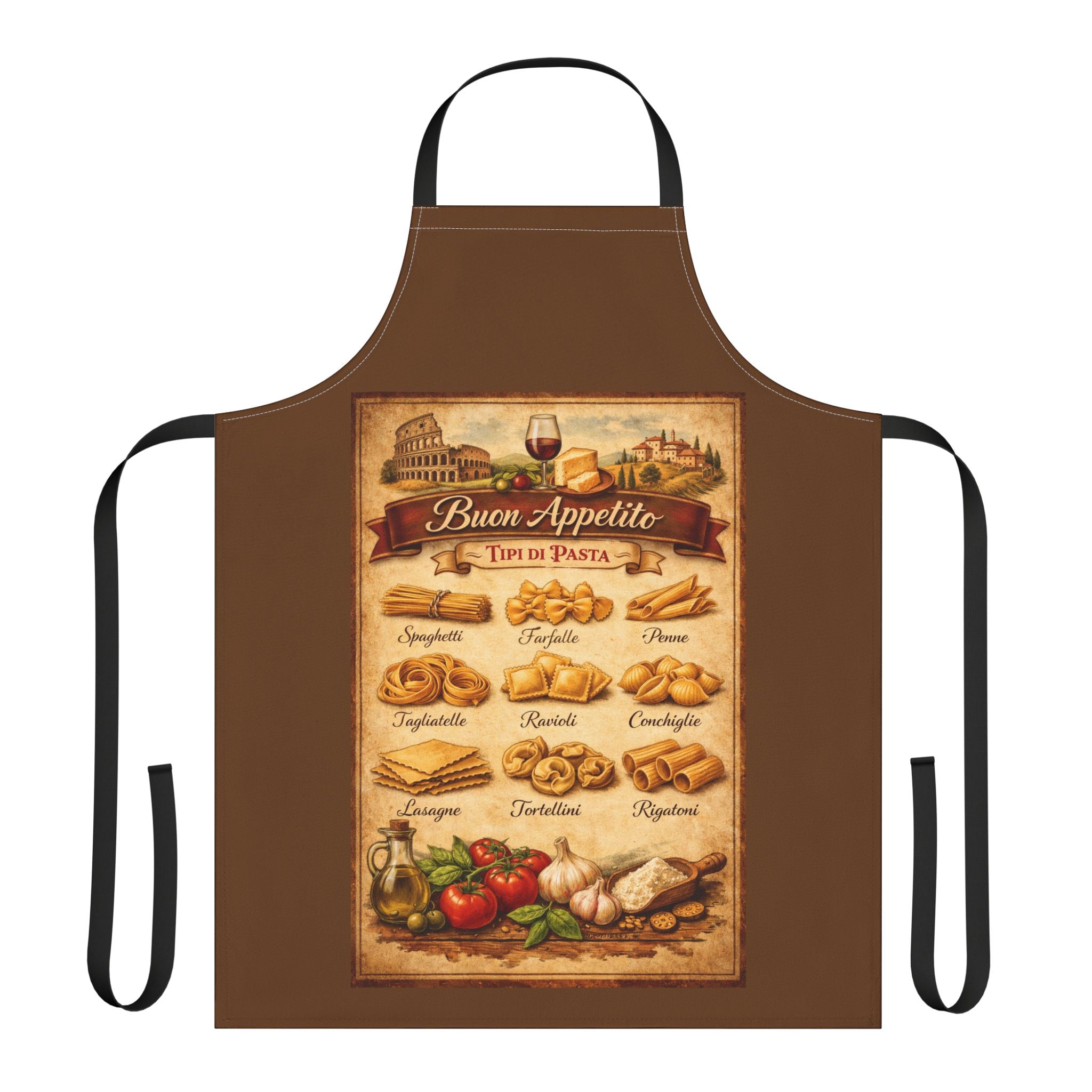 Italian Pasta Apron | Buon Appetito Kitchen Apron | Vintage Italian Chef Cooking Apron Gift | Pasta Chart Apron | Pizza Night Cooking Apron