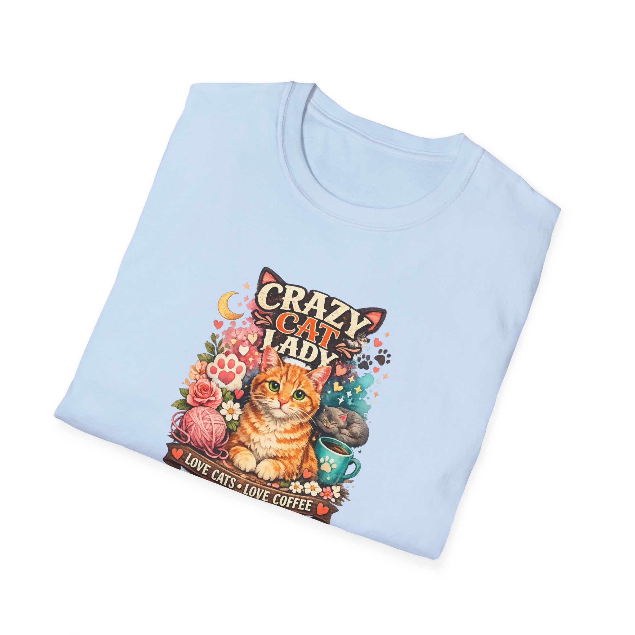 Crazy Cat Lady T-Shirt | Love Cats Love Coffee Tee | Cute Cat Mom Shirt | Funny Cat Lover Top | Gift for Cat Owners | 8 colors - 100% cotton