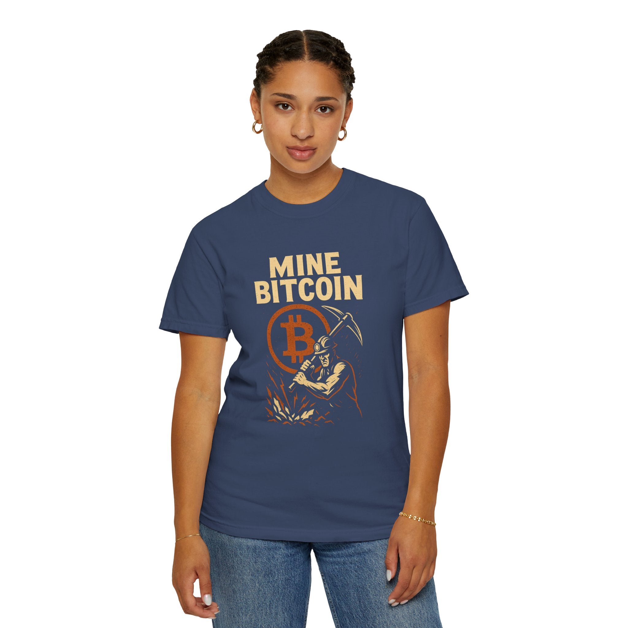 Mine Bitcoin T-Shirt |  Crypto Miner Graphic Tee | Vintage Bitcoin Mining Shirt for Crypto Enthusiasts | 3 colors - 100% cotton