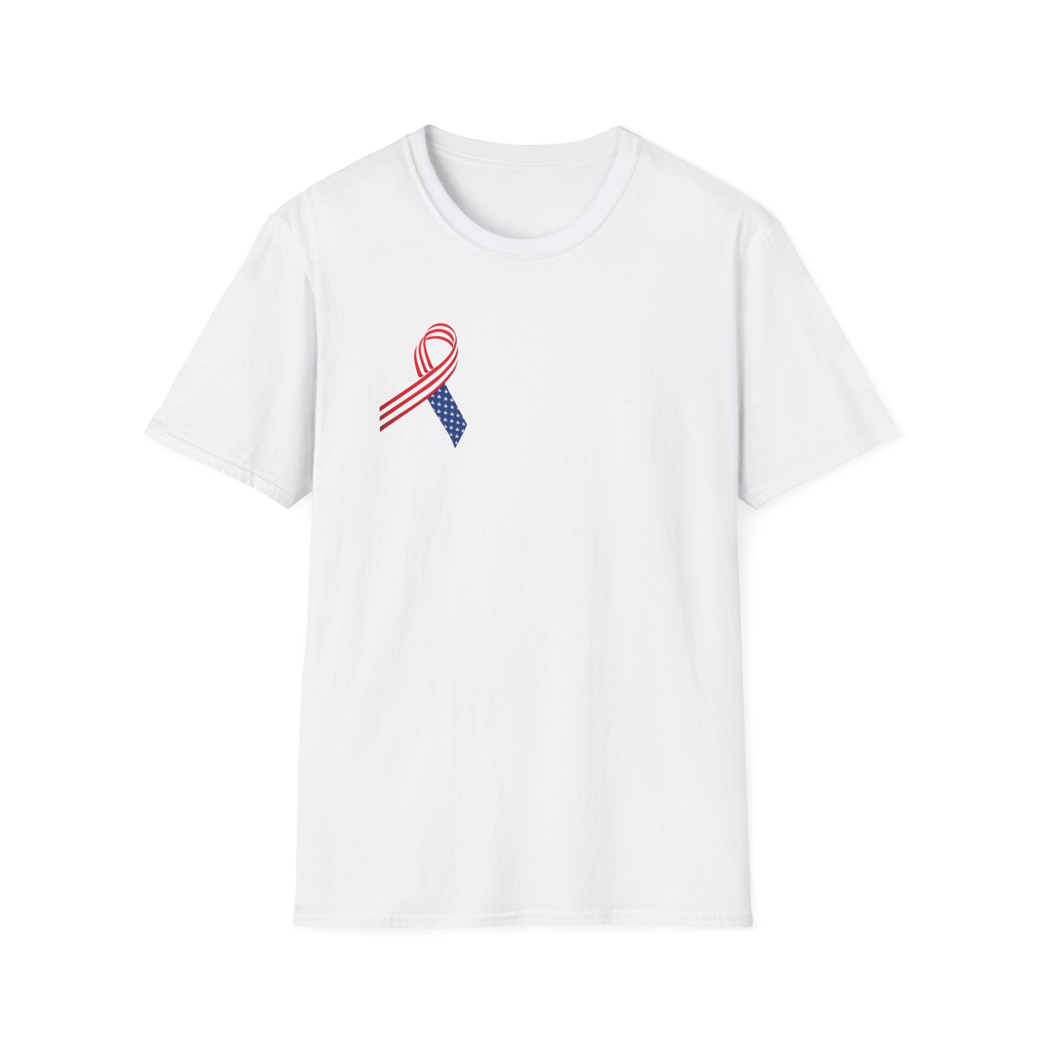 Patriotic Awareness Ribbon T-Shirt | Red White Blue USA | Veterans Memorial Support Shirt | Minimal Patriotic Tee | 5 colors - 100% cotton