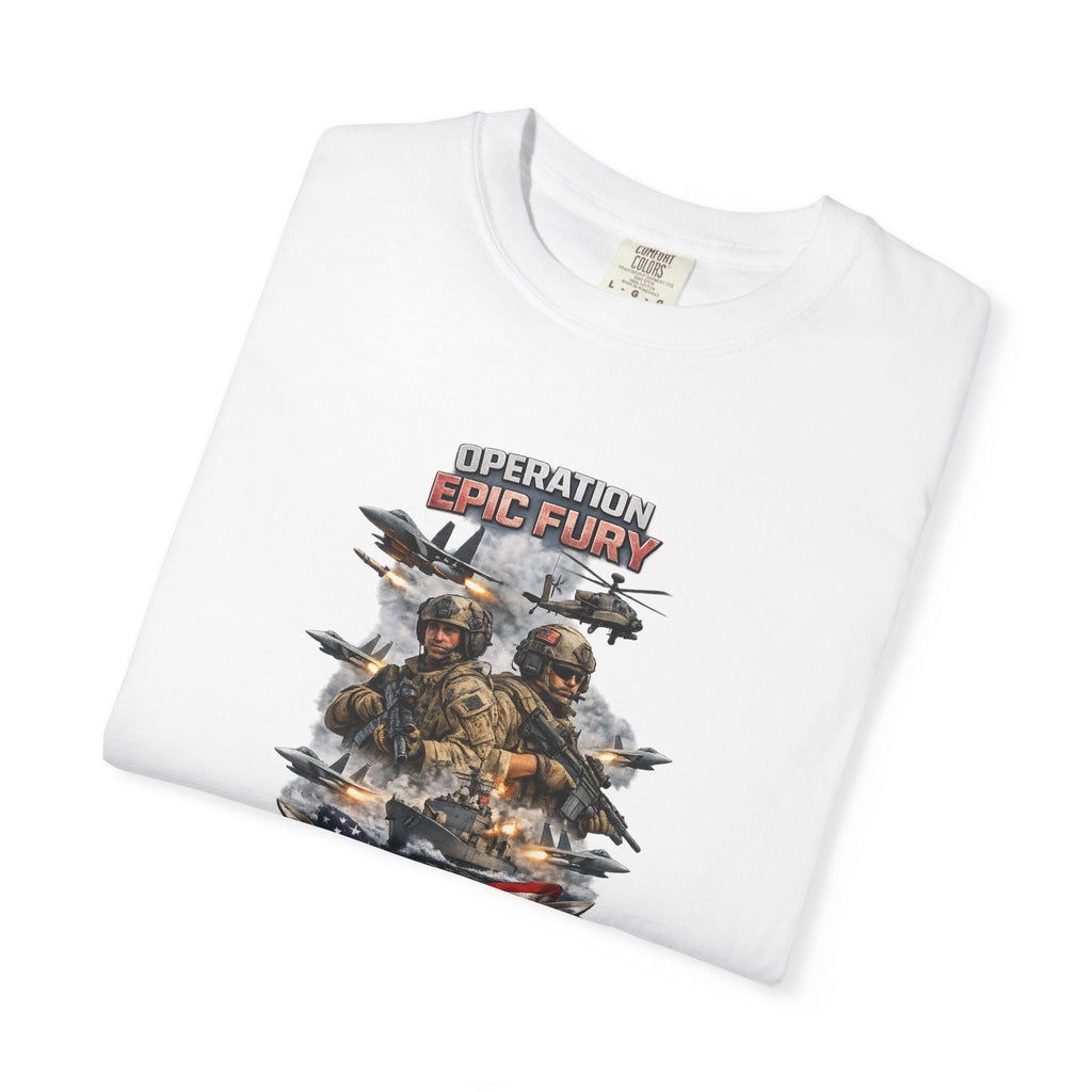 Operation Epic Fury, Peace Through Strength Tee | Patriotic Military Power Shirt |  7 colors - 100% cotton