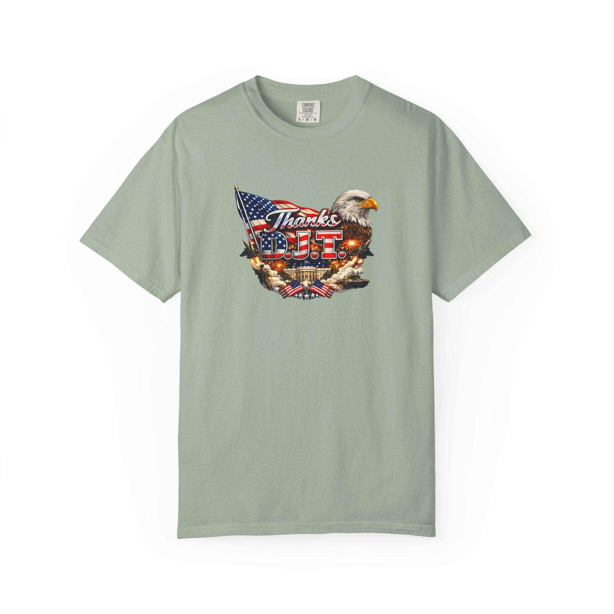 Thanks D.J.T Patriotic Eagle Shirt | American Flag Graphic Tee | USA Pride Freedom T-Shirt | Patriotic Gift | 7 colors - 100% cotton