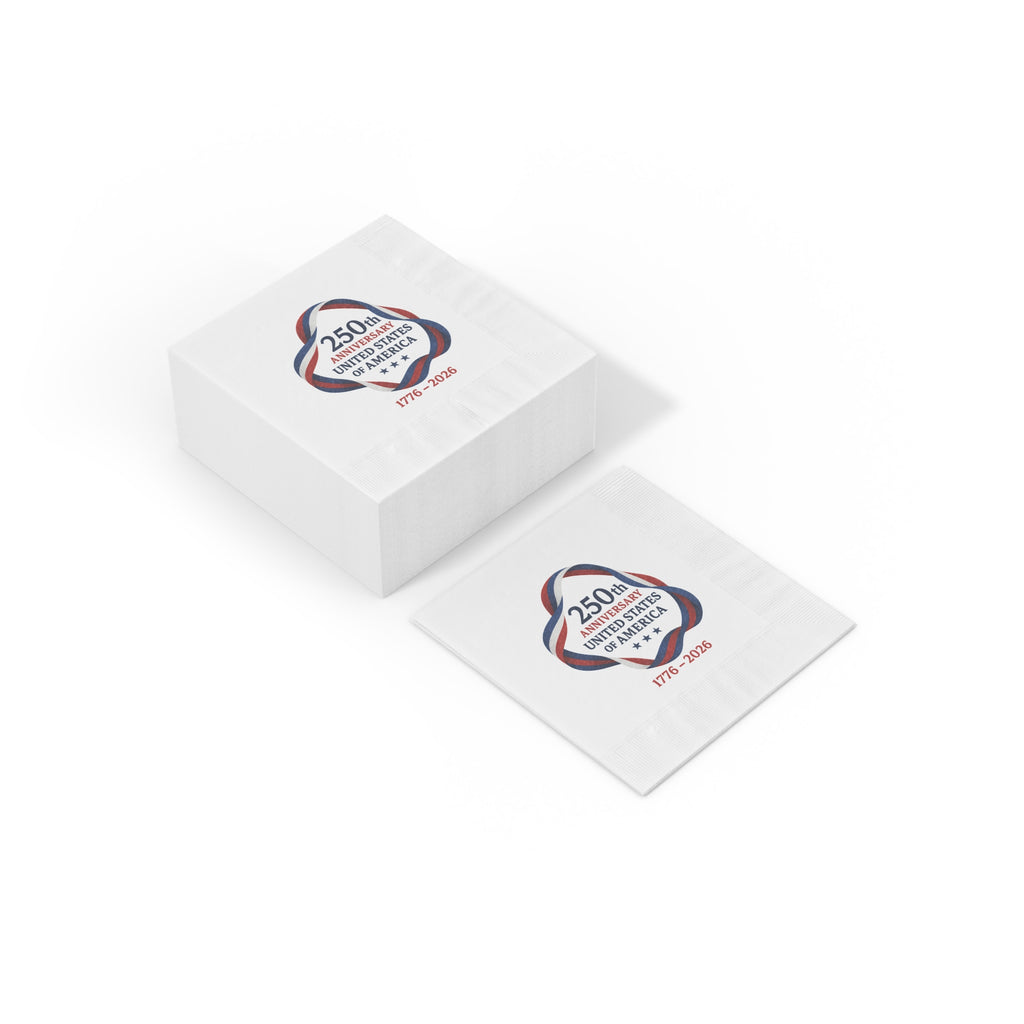 USA 250th Anniversary Napkins | 1776-2026 Patriotic Napkins | America Party Decor | Fourth of July Tableware| (50 or 100 Count) 2 sizes