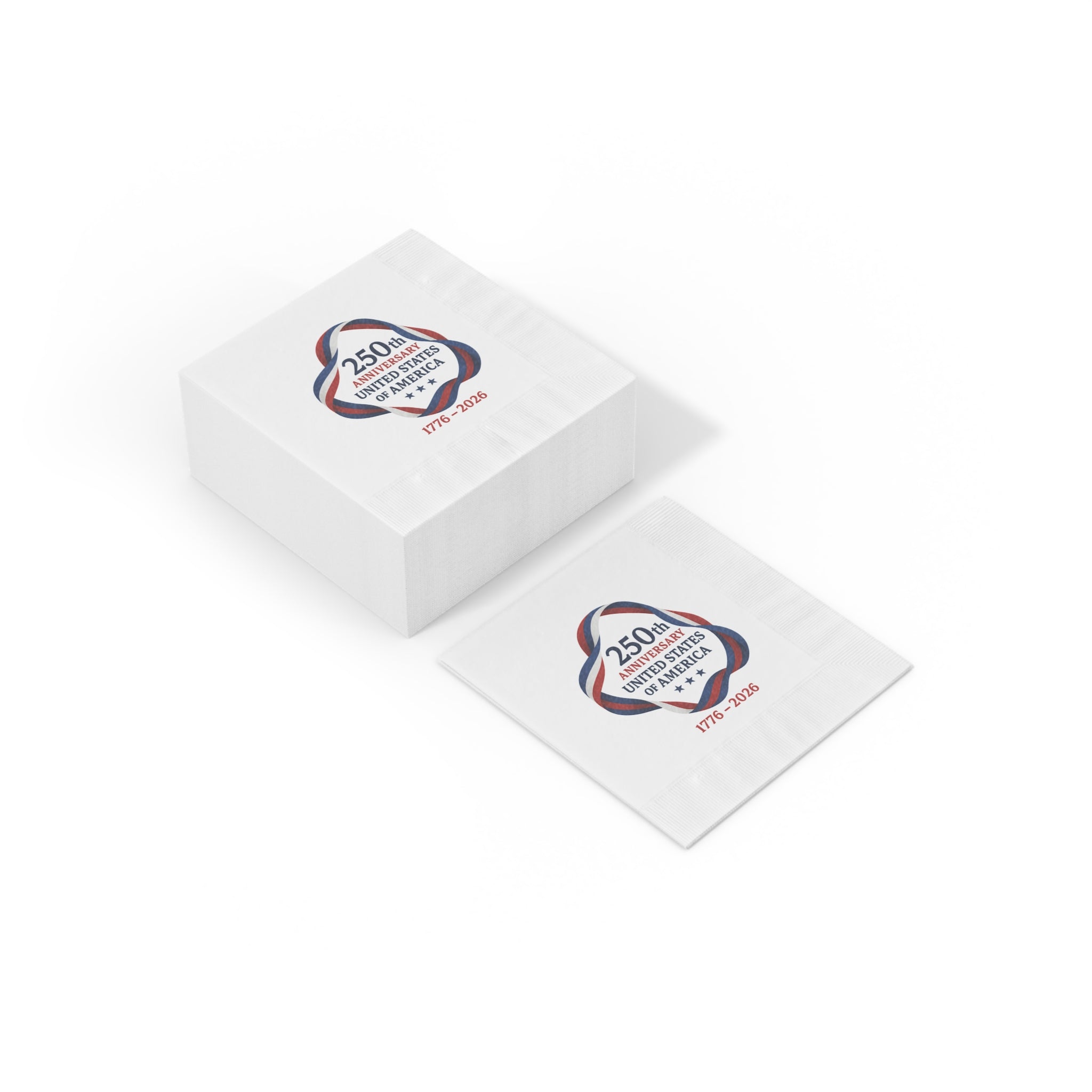 USA 250th Anniversary Napkins | 1776-2026 Patriotic Napkins | America Party Decor | Fourth of July Tableware| (50 or 100 Count) 2 sizes