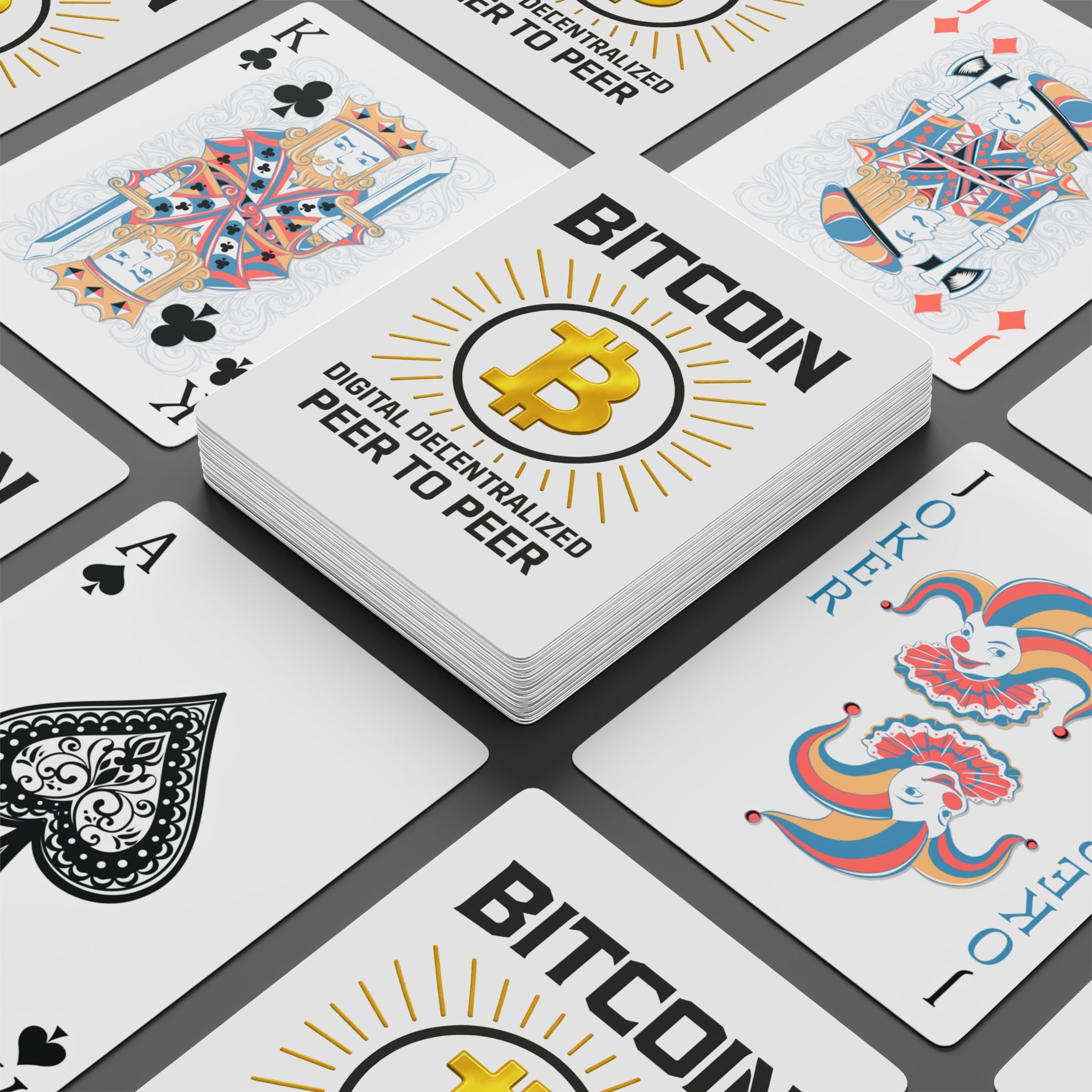 One-of-a-kind Custom Bitcoin Poker Playing Cards.  Deal in your own style.