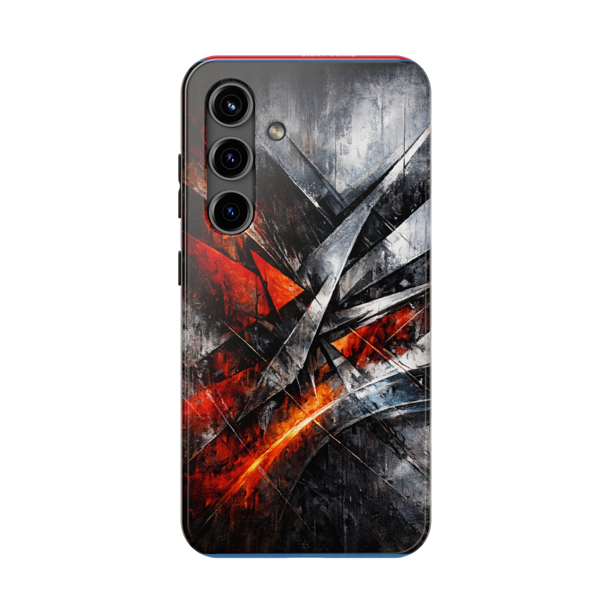 Abstract Red Black Tough Phone Case | Geometric Armor Style Case | Impact Resistant Case | iPhone & Samsung