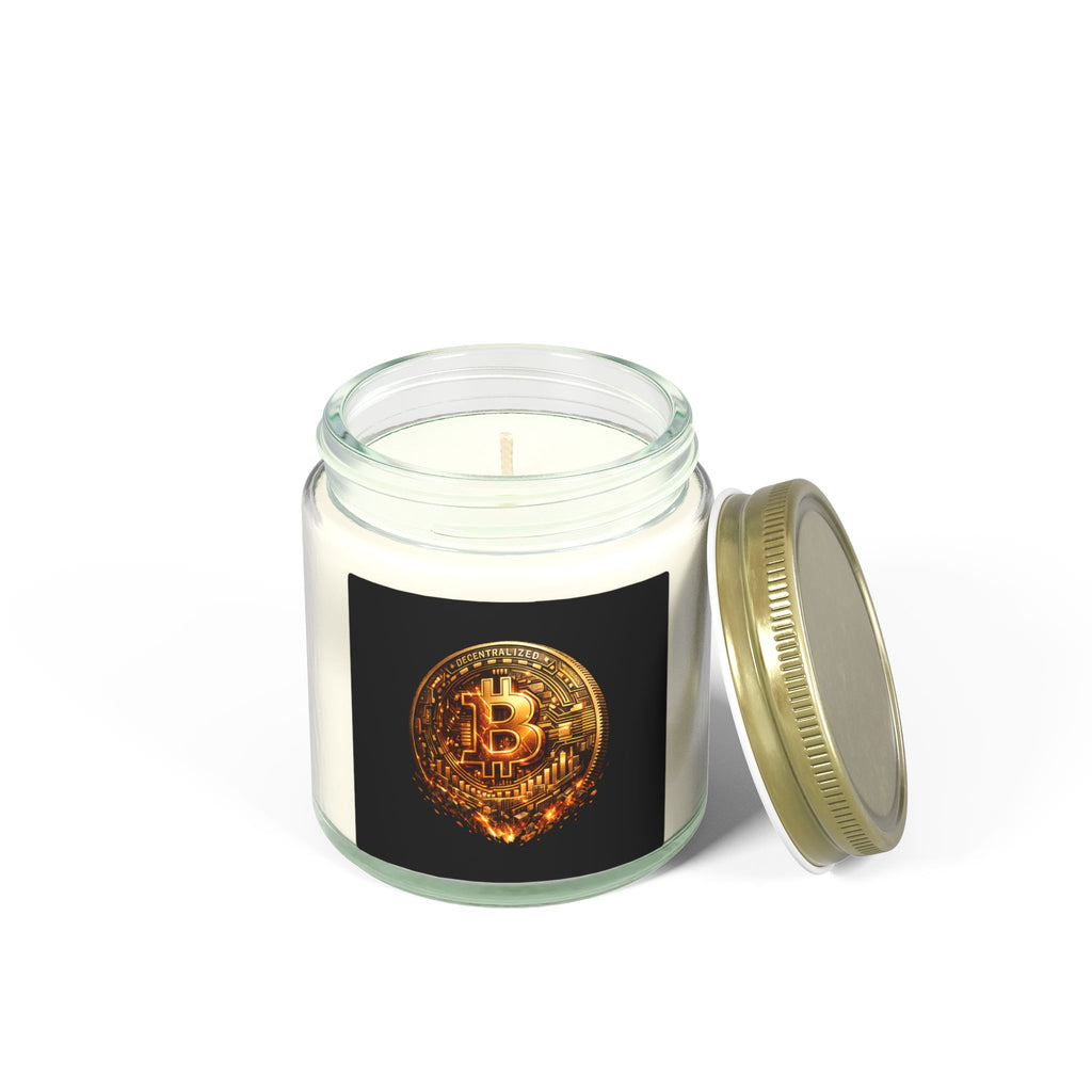 Burning Bitcoin Coin Candle | Coconut Apricot Wax | 4oz 9oz | 8 scents available