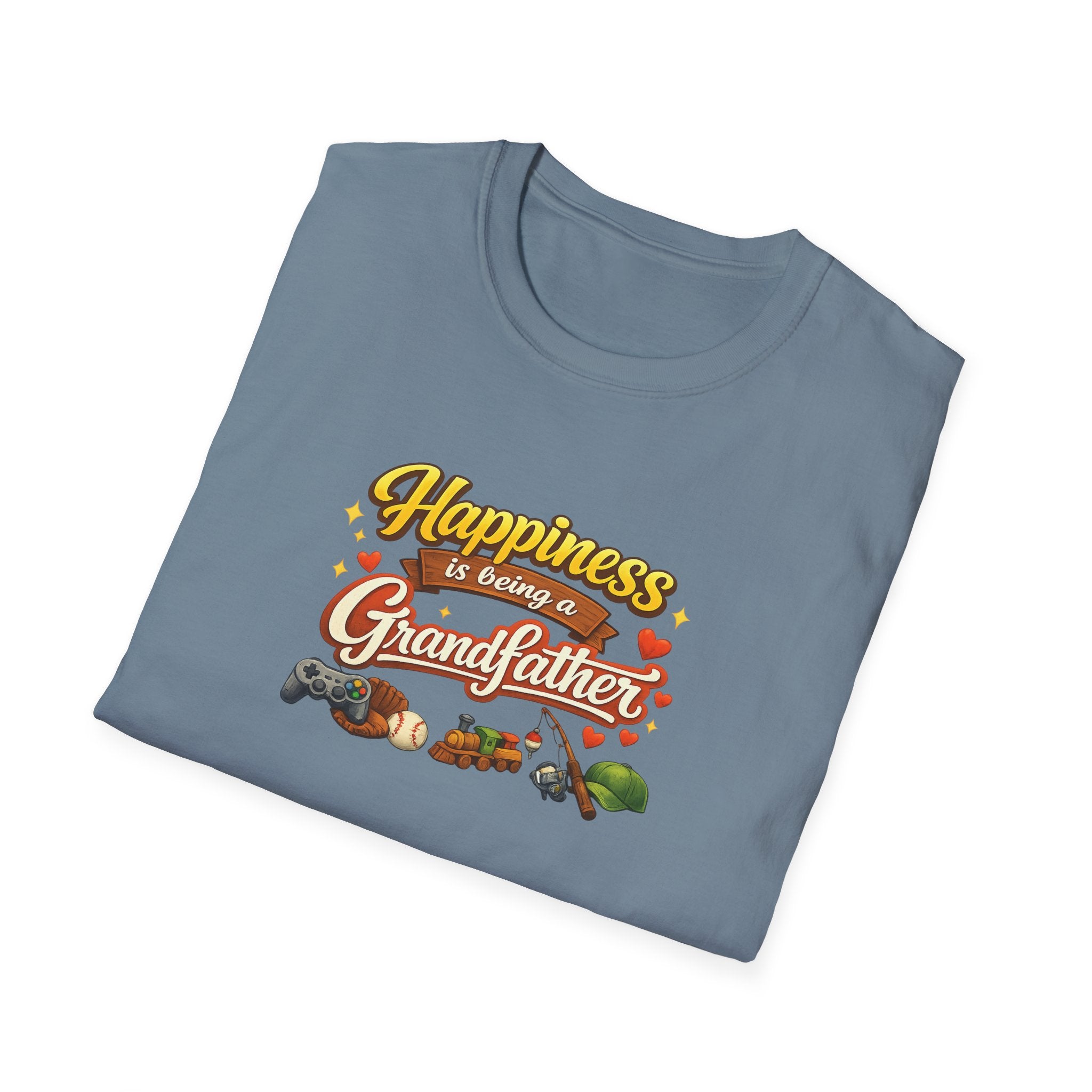 Happiness Is Being a Grandfather Shirt, Proud Grandpa T-Shirt, Gift for Granddad, Grandpa Shirt from Grandkids | 7 colors - 100% cotton