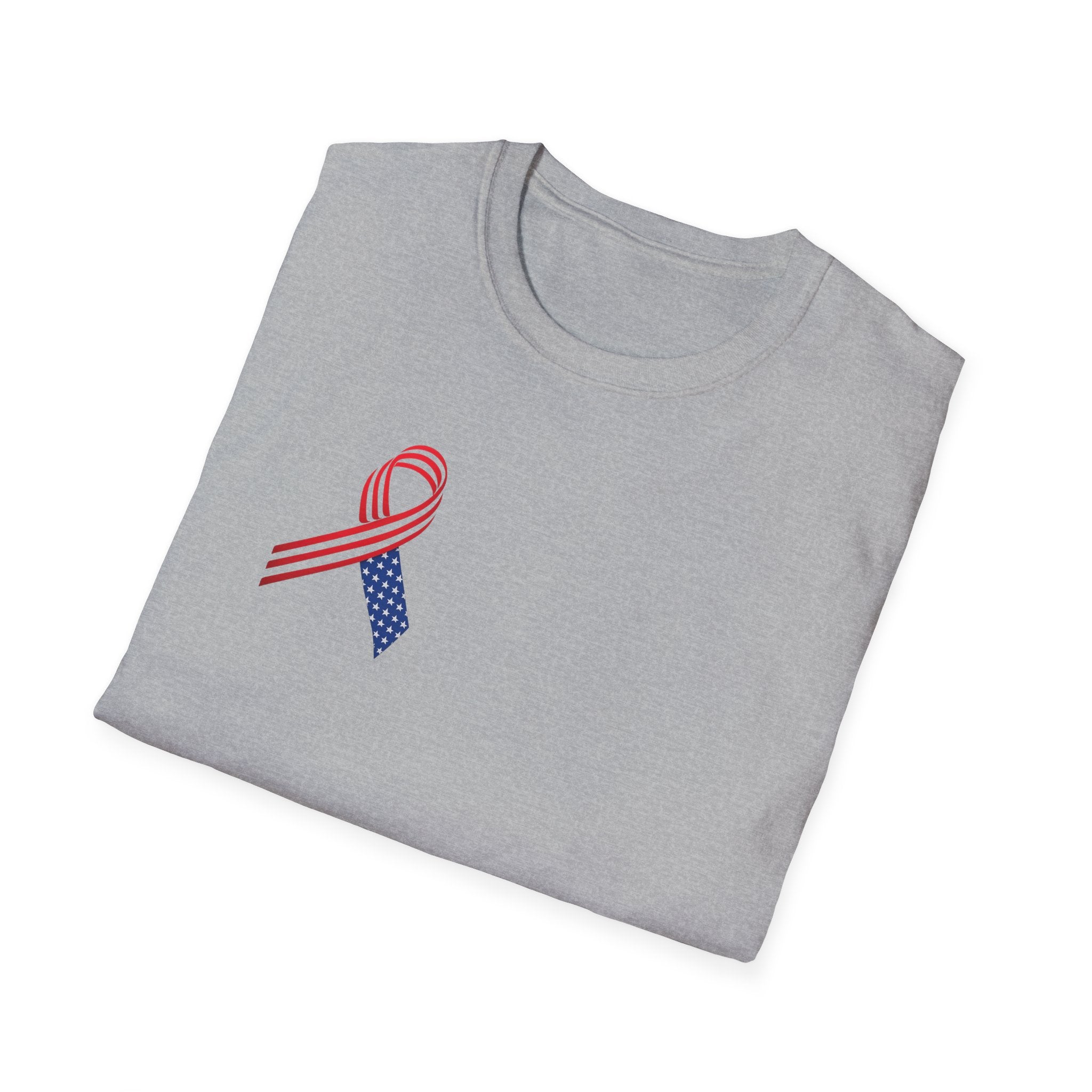 Patriotic Awareness Ribbon T-Shirt | Red White Blue USA | Veterans Memorial Support Shirt | Minimal Patriotic Tee | 5 colors - 100% cotton