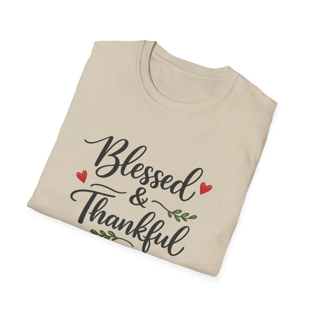 Blessed & Thankful T-Shirt | Christian Gratitude Shirt | Faith Inspired Tee | 7 colors - 100% cotton