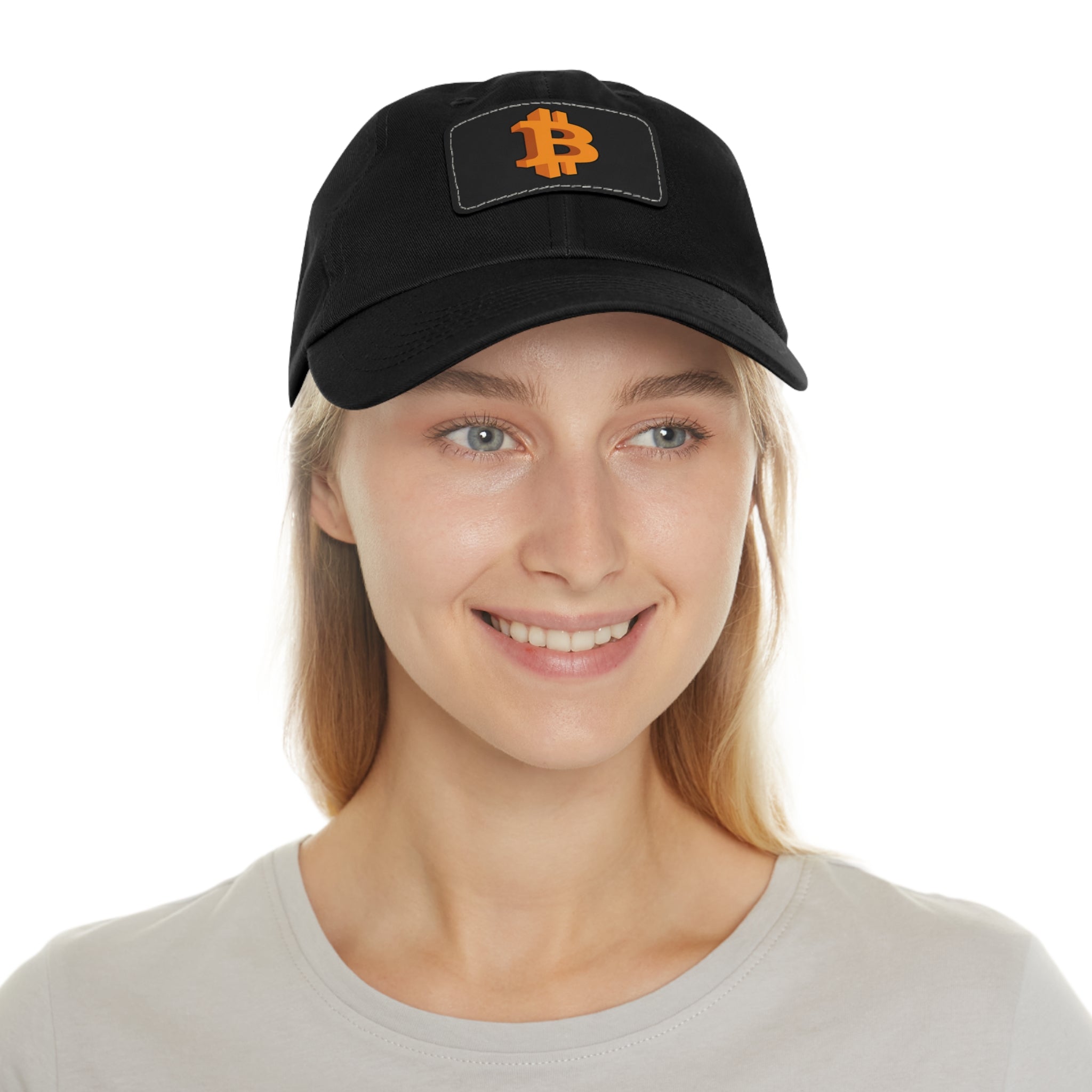 Bitcoin Believer Hat.  Twill Cap with B Logo on Leather Patch.