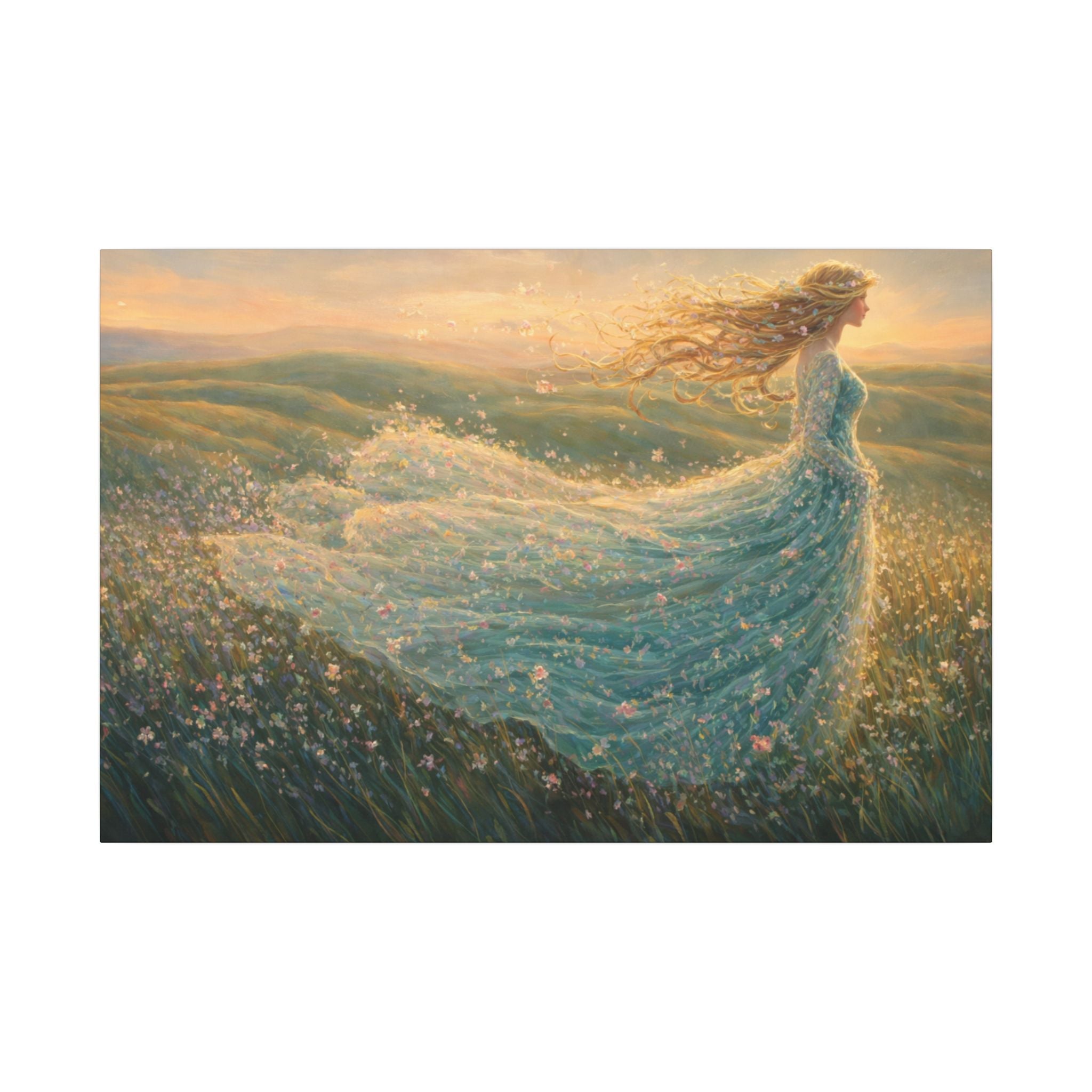 Fairy Tale Canvas Wall Art | Princess  Canvas Print | Girls Nursery Wall Decor | Enchanted Meadow Artwork | Magical Bedroom Decor | 36 x 24
