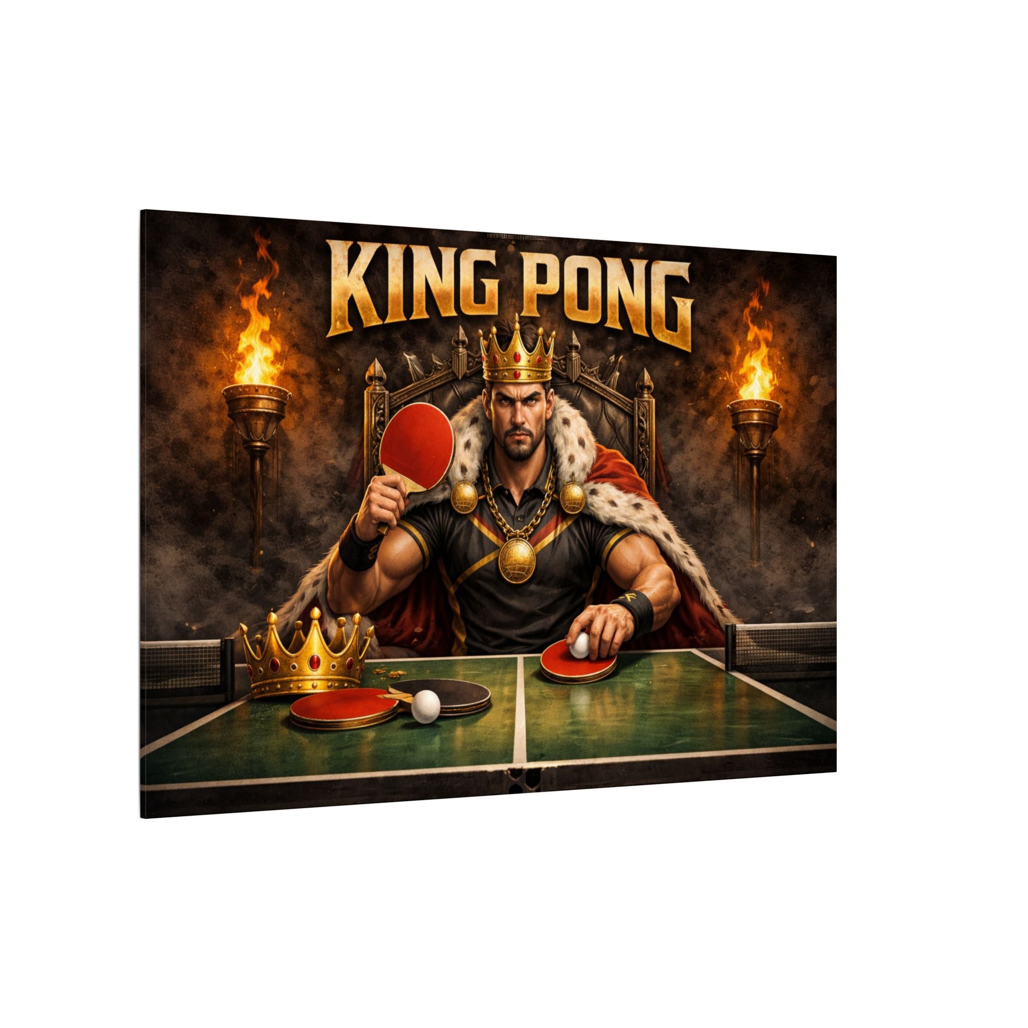 King Pong Table Tennis Canvas Print | Stretched Canvas Wall Art | Game Room Decor | Ping Pong Wall Art 60 x 40