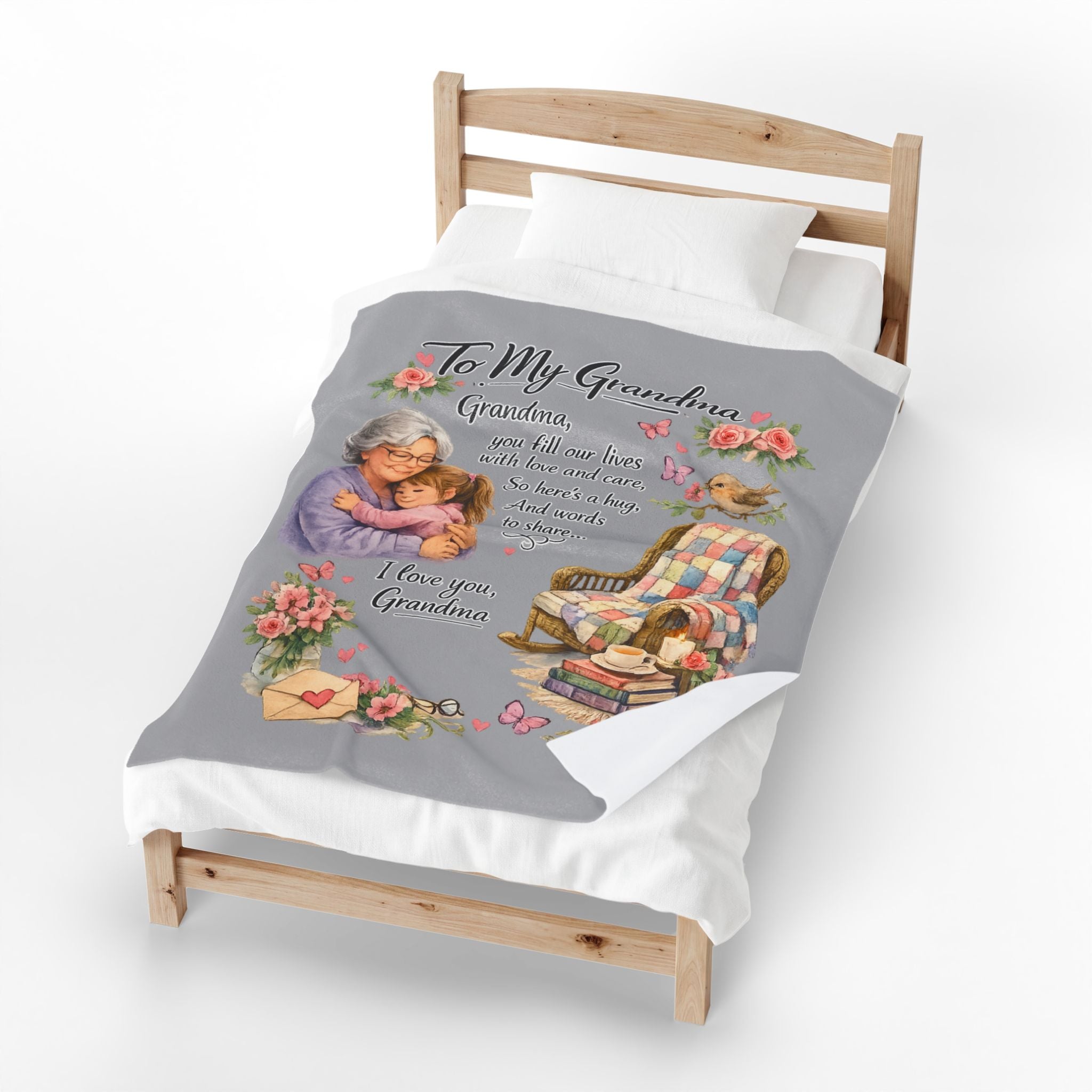 Wrap Grandma in Love Literally | Grandma Blanket Throw | Cozy Gift from Grandchild | Grandma Birthday | 50" x 60"